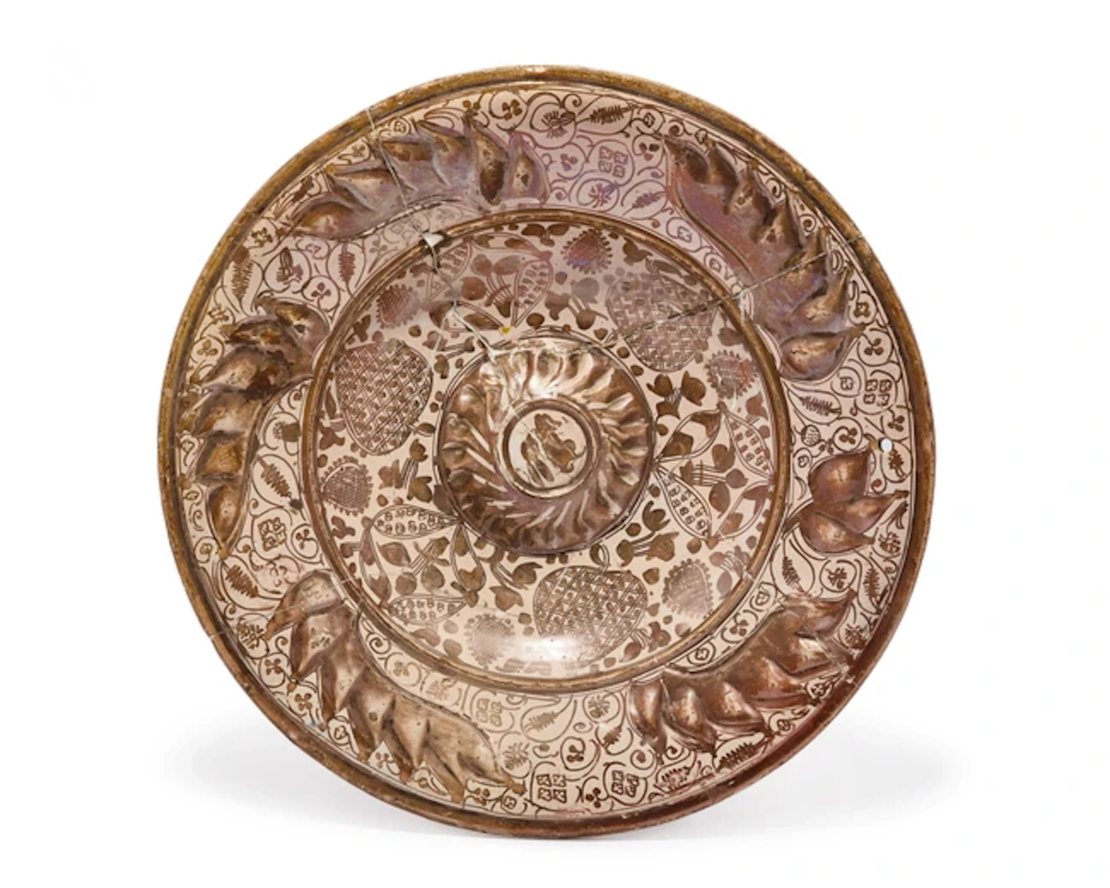 A large Hispano-Moresque lustre tin-glazed earthenware charger