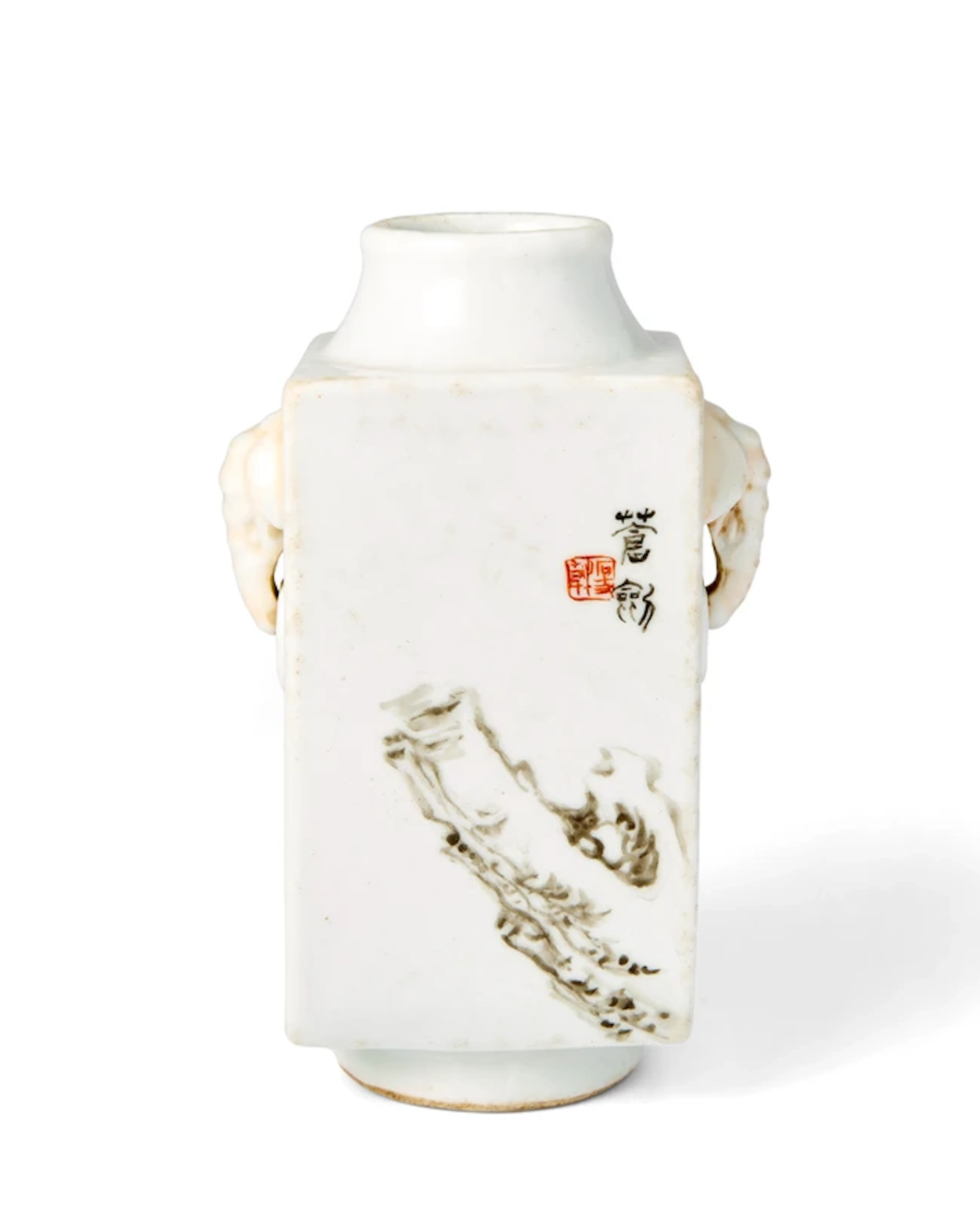 A small Chinese Qianjiang-enamelled cong-shaped vase with...