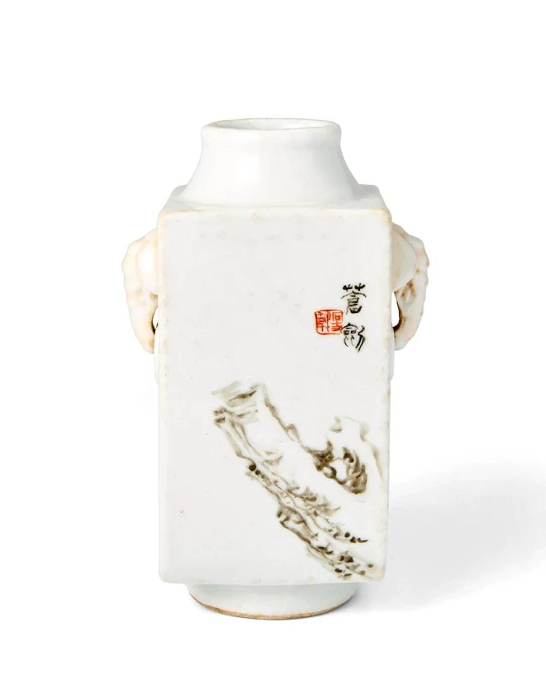 A small Chinese Qianjiang-enamelled cong-shaped vase with...