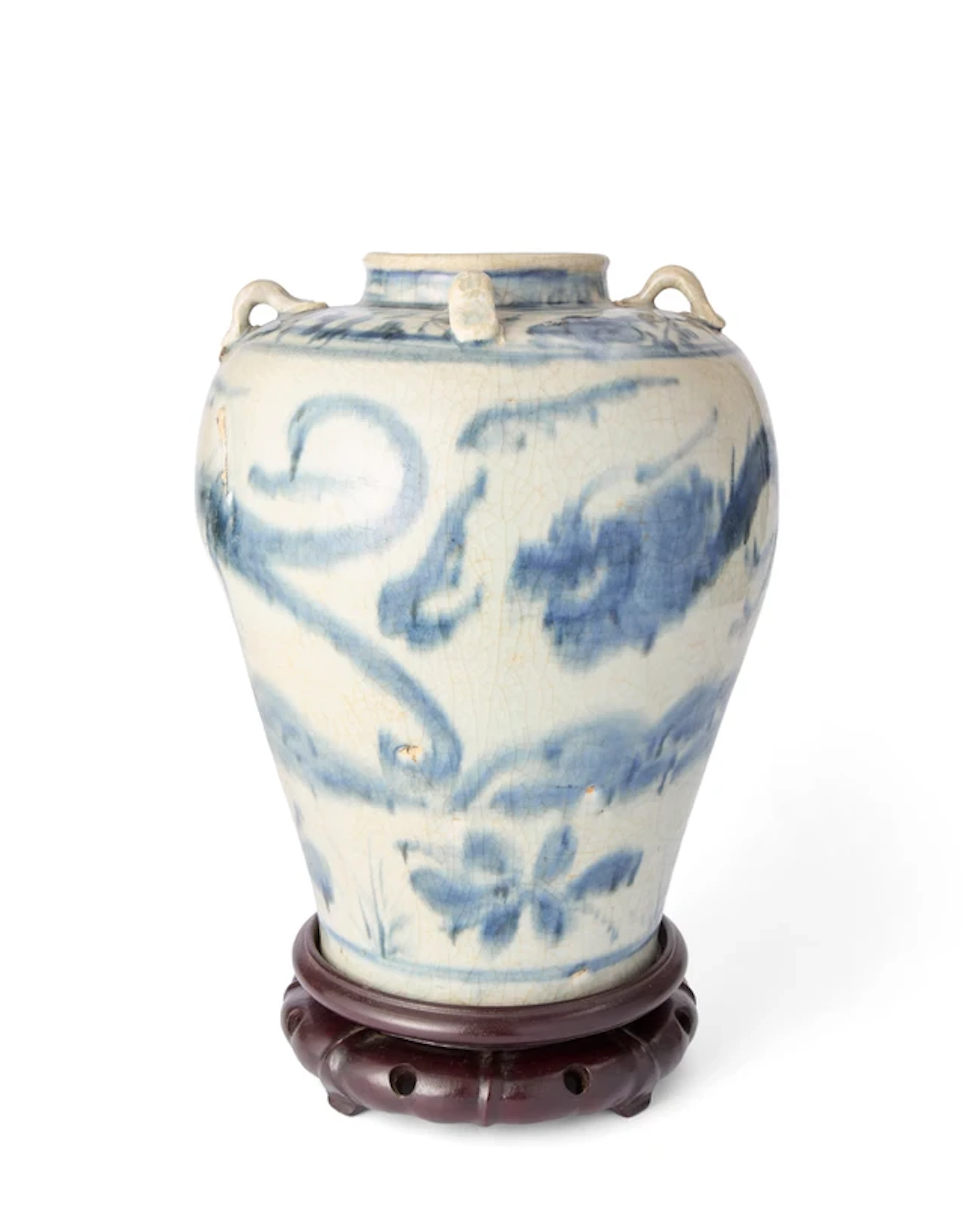 A large Chinese Zhangzhou blue and white jar Ming dynasty