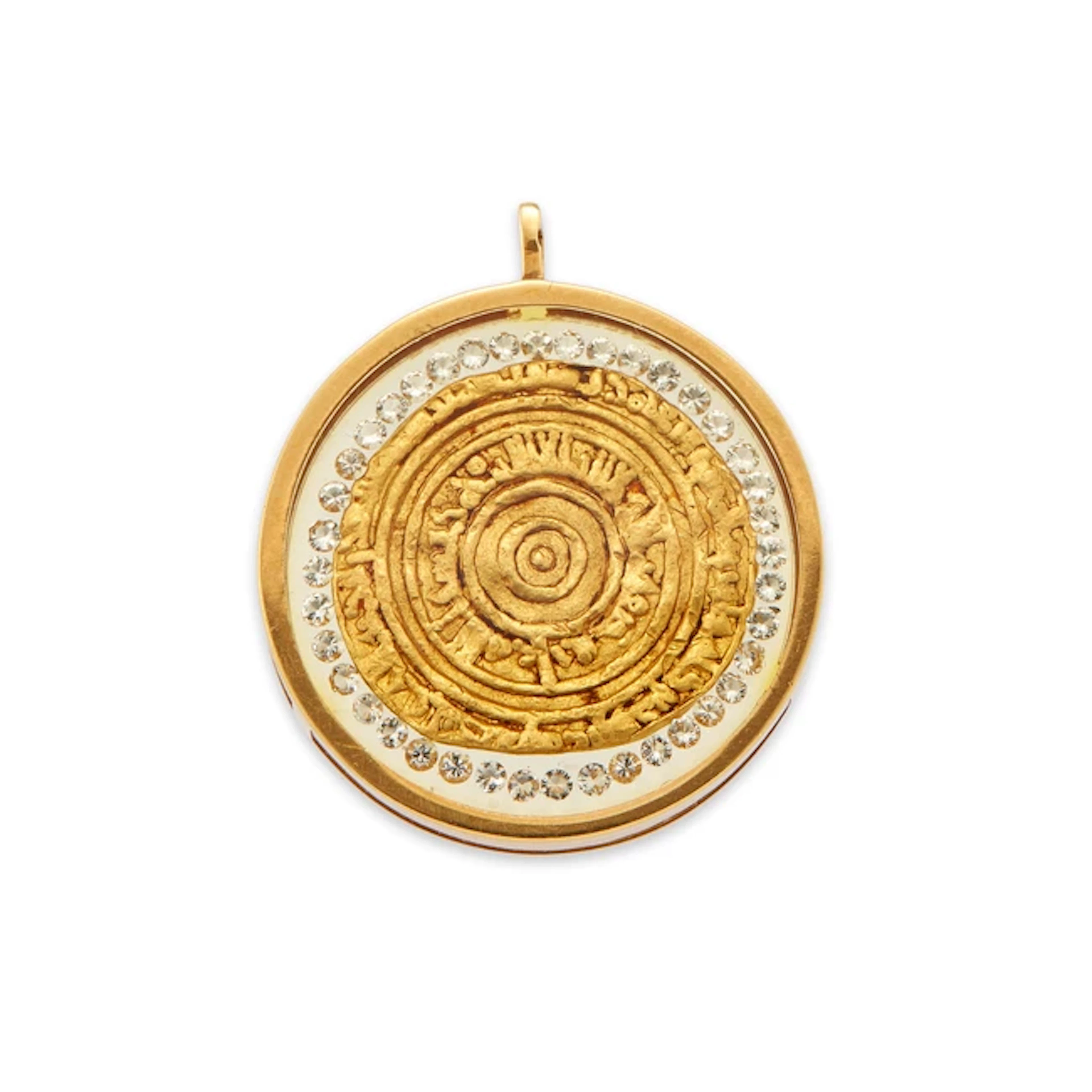 A French coin and diamond pendant