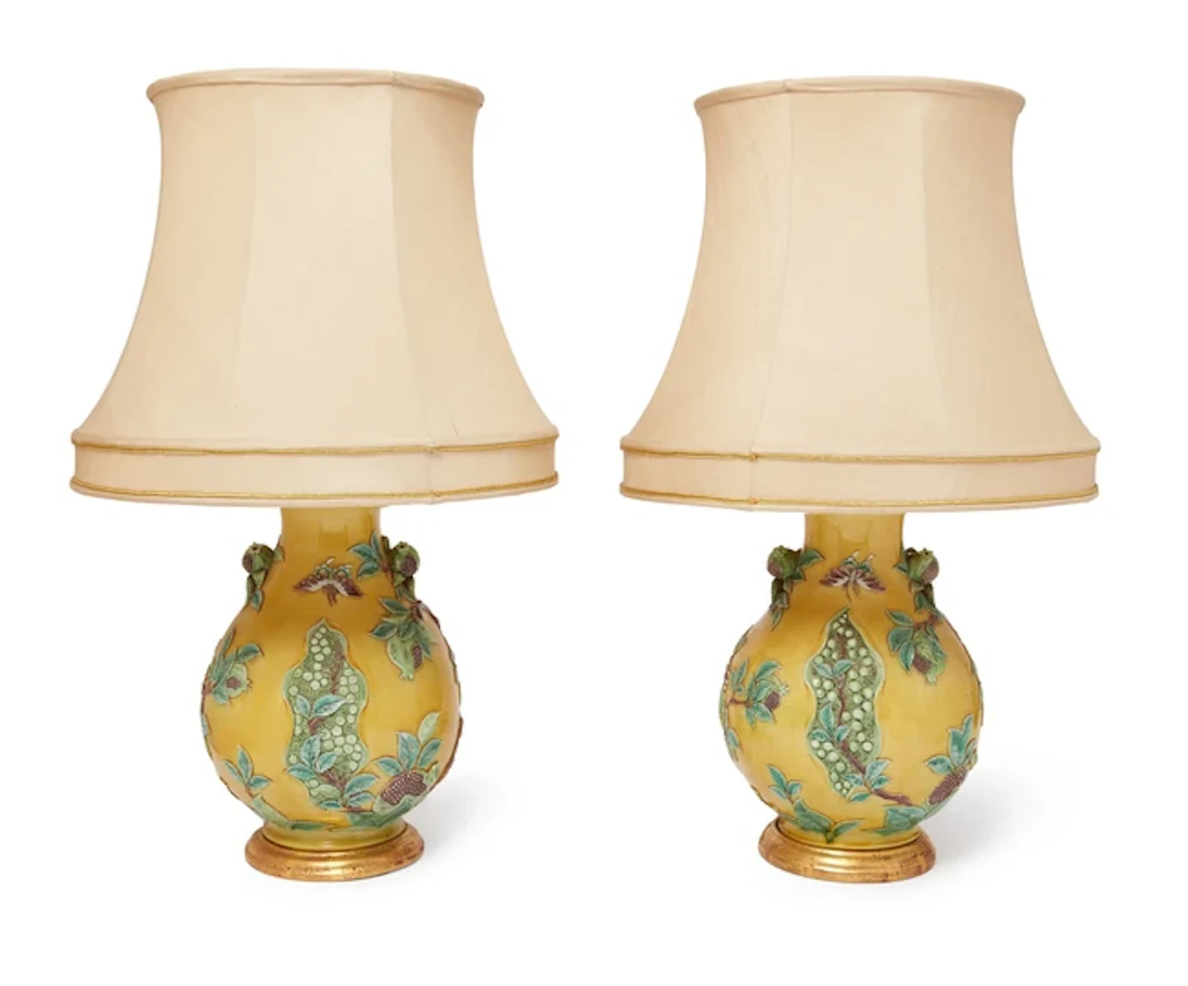 A pair of Chinese porcelain baluster vase lamps