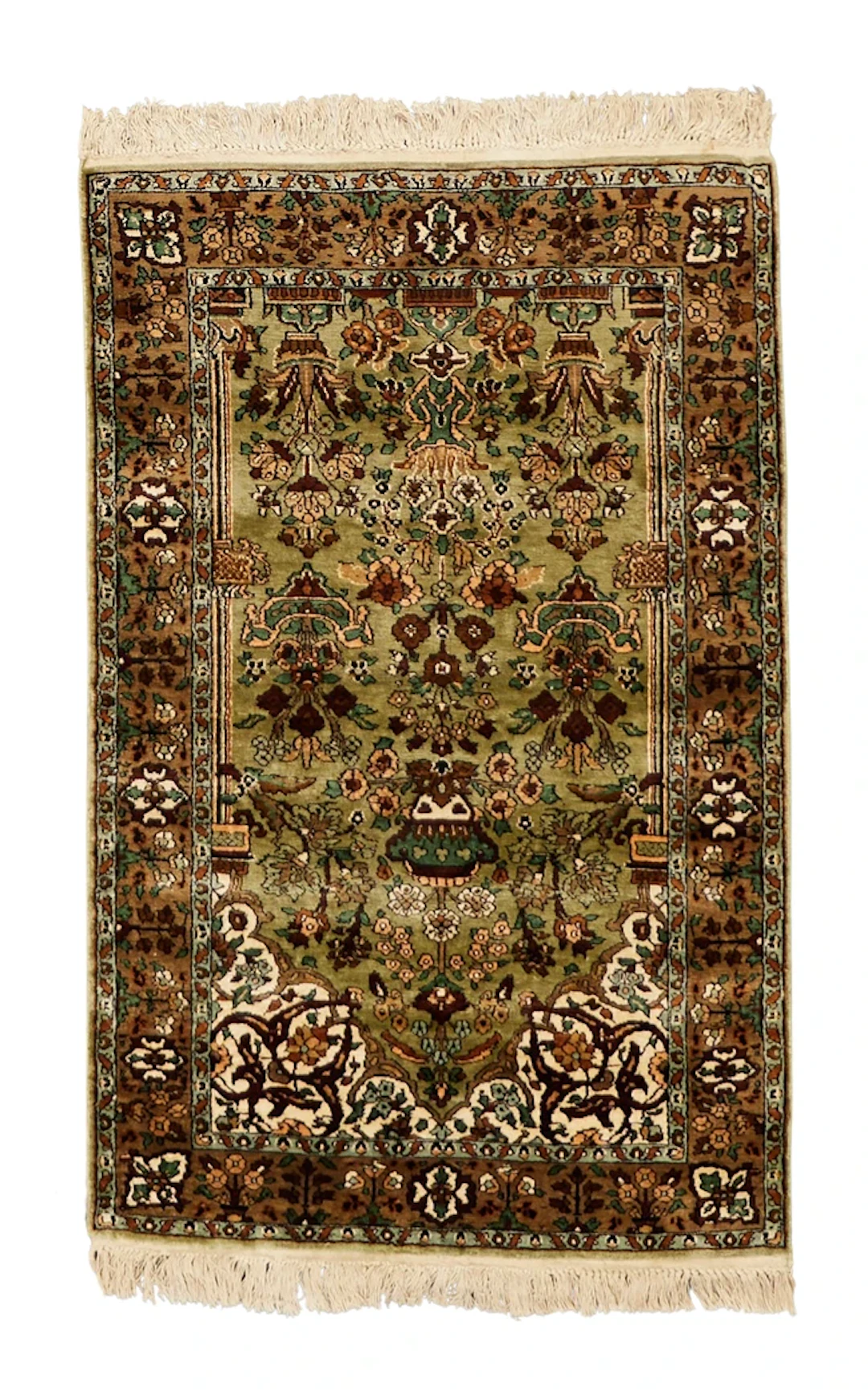A Persian silk Kashan rug