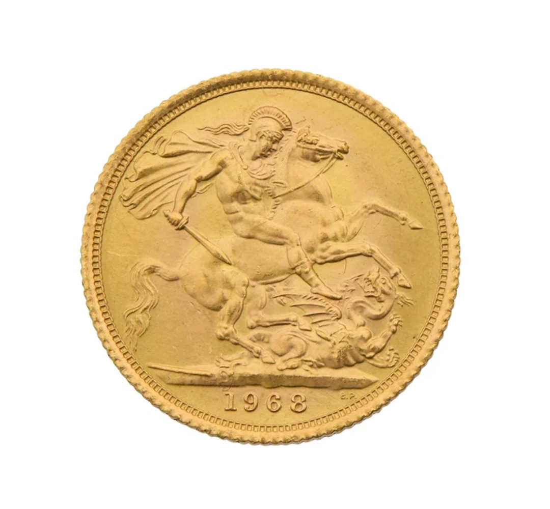 An Elizabeth II gold sovereign coin