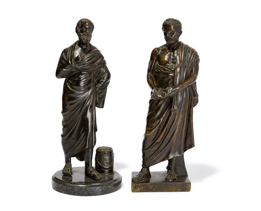 A pair of Italian bronze models of Aristides and Demosthenes