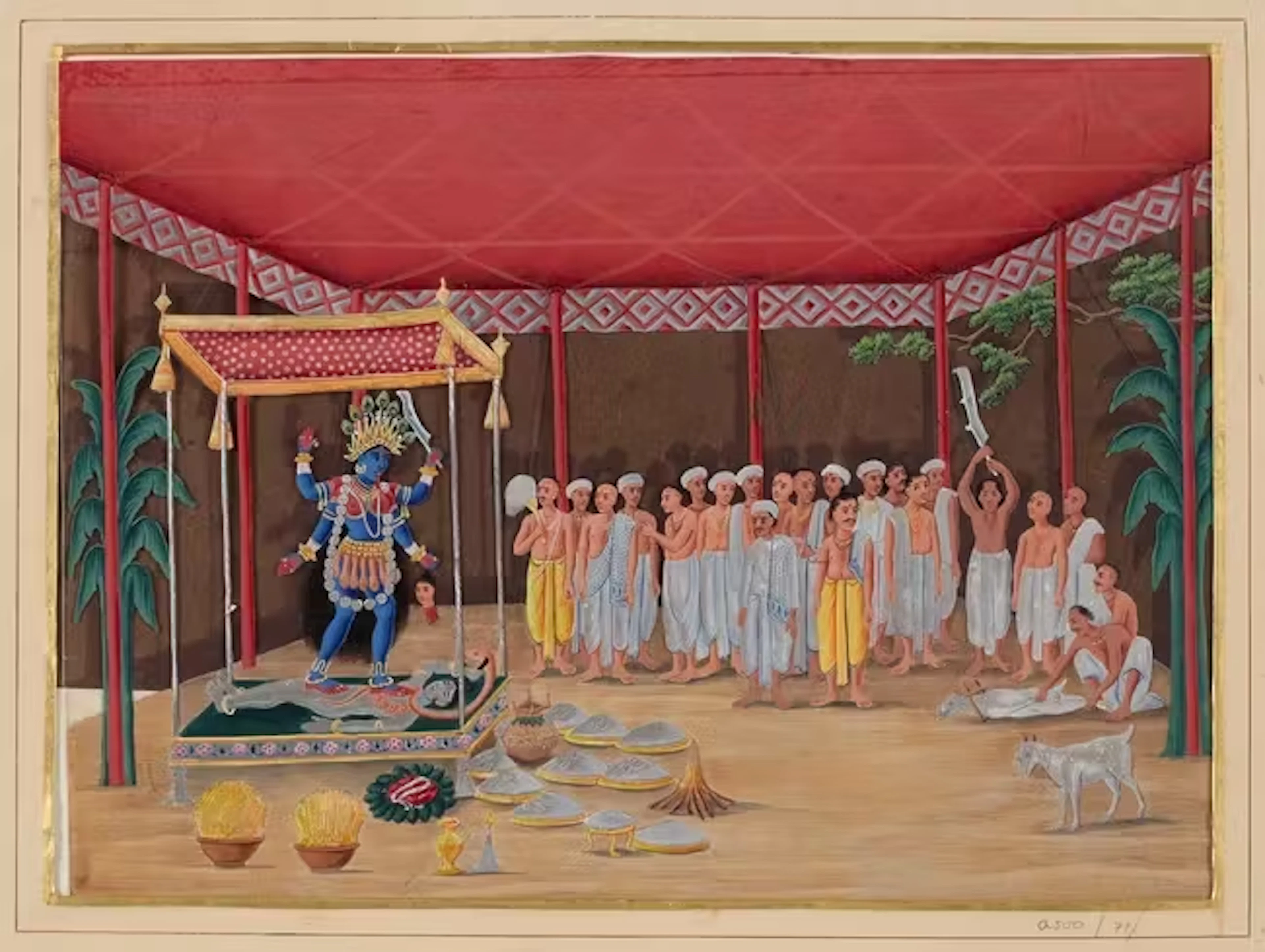 A painting on mica of Kali puja,Patna
