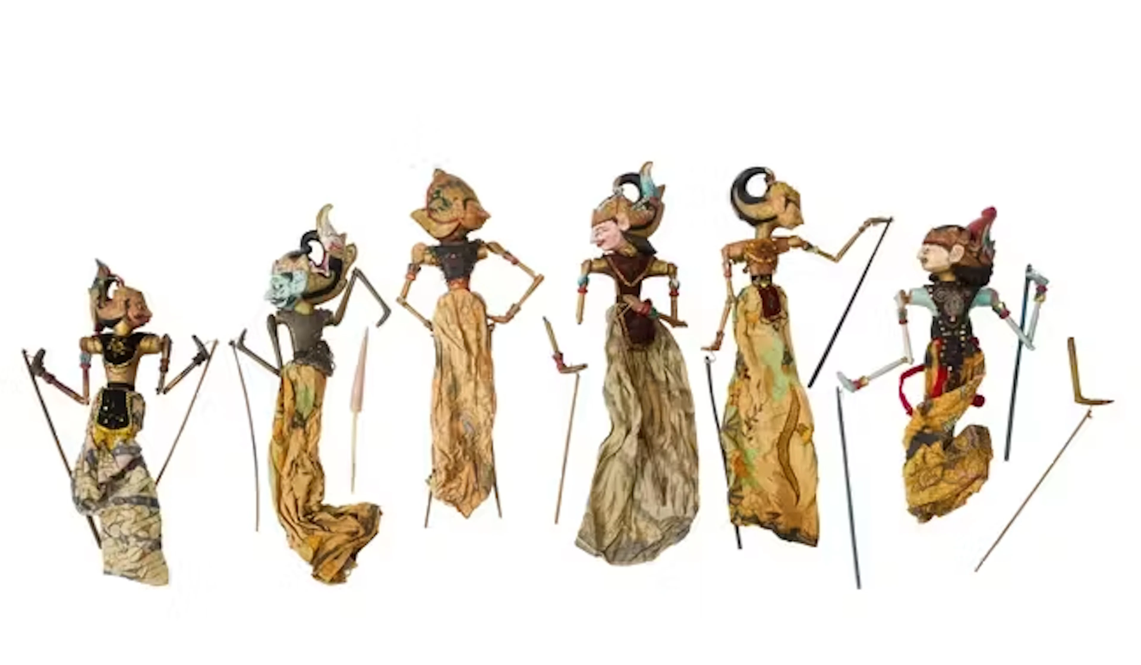 Fifteen Wayang puppets