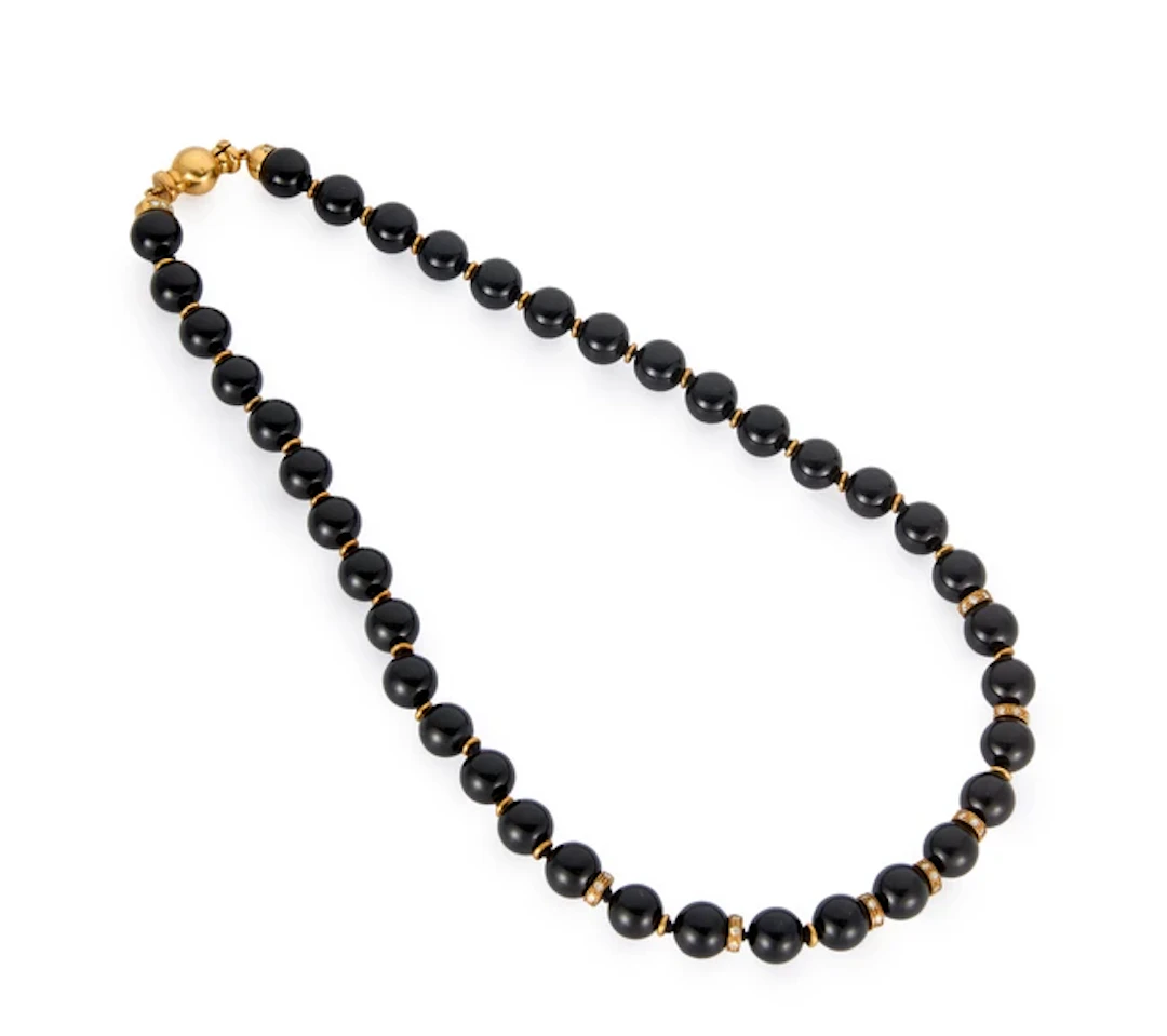 An onyx and diamond necklace