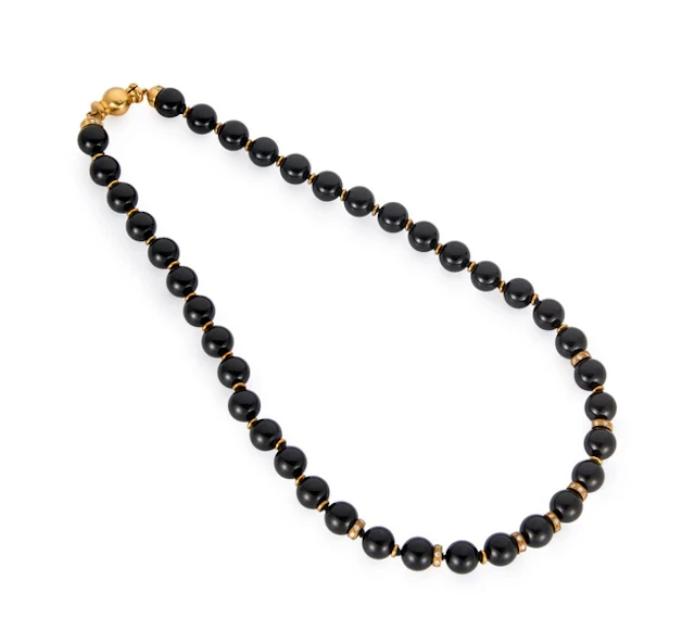 An onyx and diamond necklace