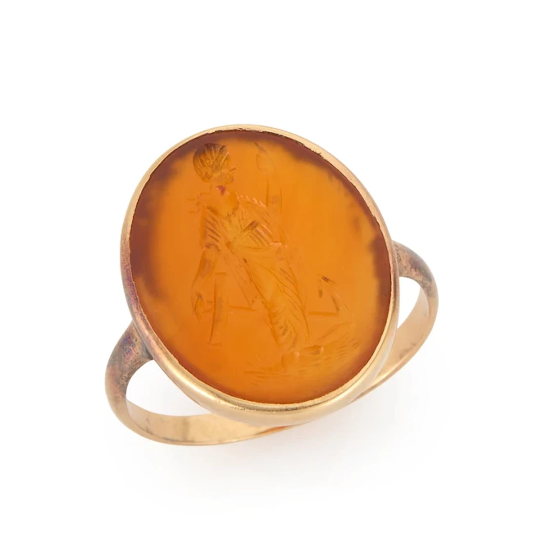 An early 19th century carnelian intaglio ring