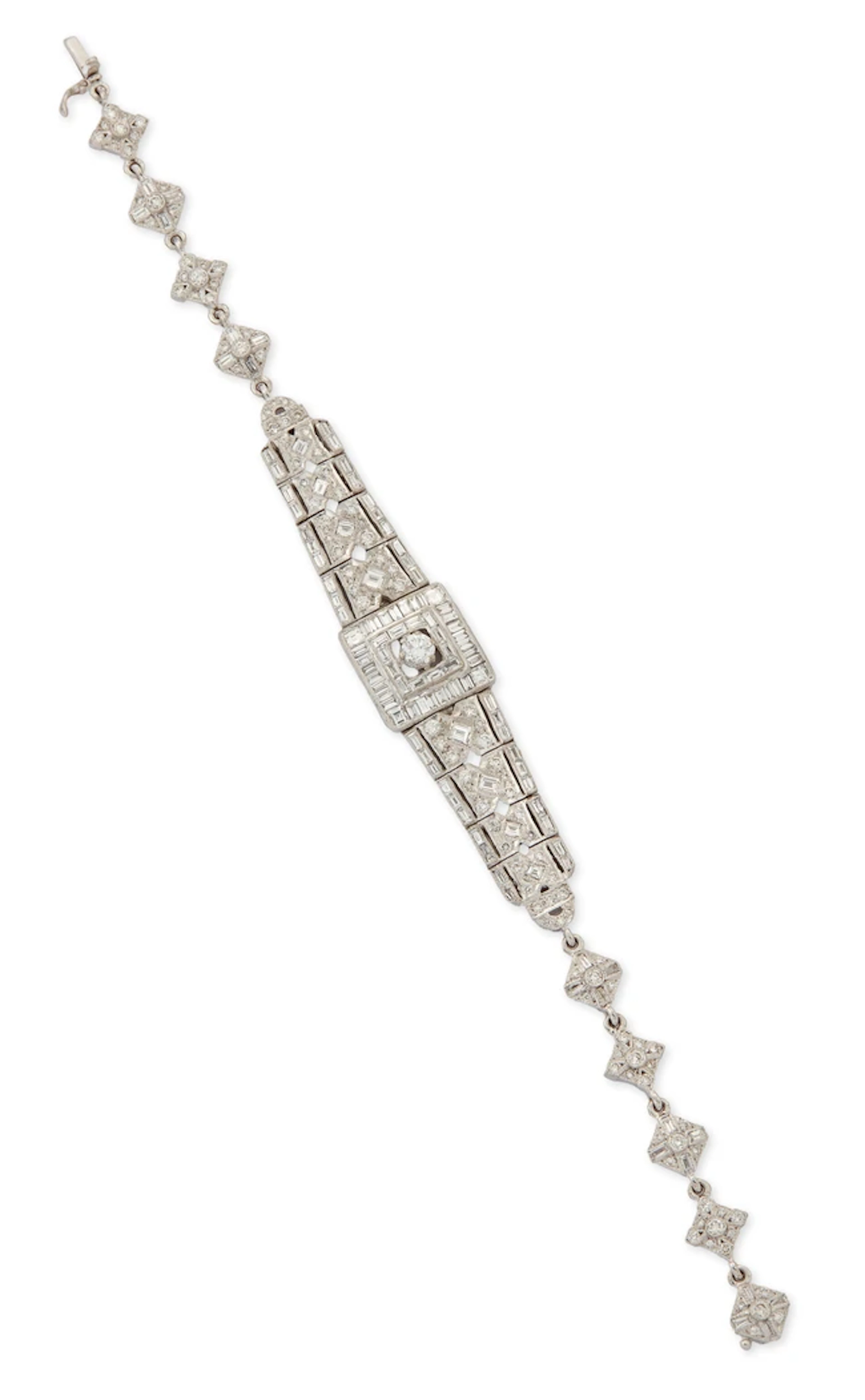 A diamond set panel bracelet