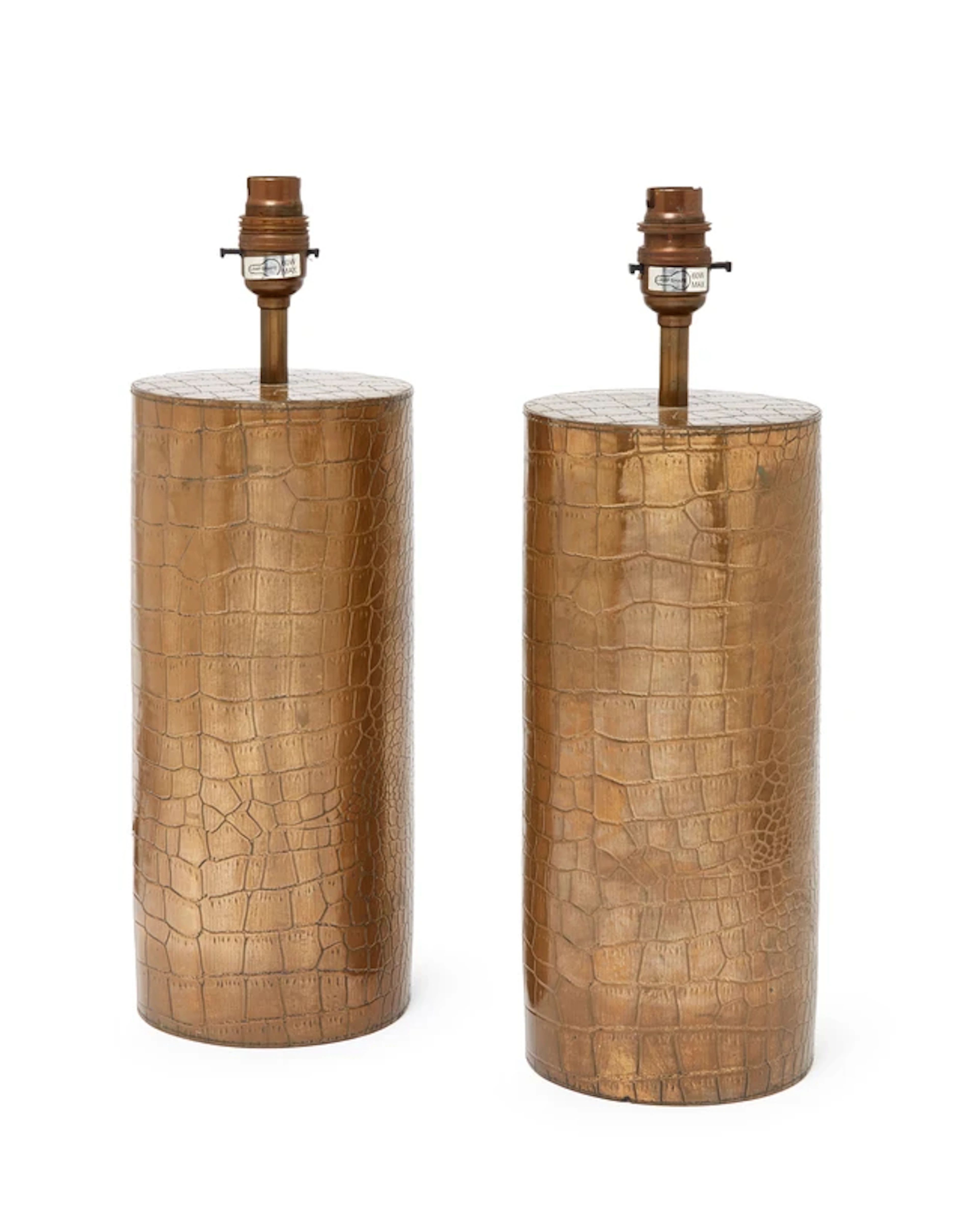 French Pair of crocodile skin effect table lamps