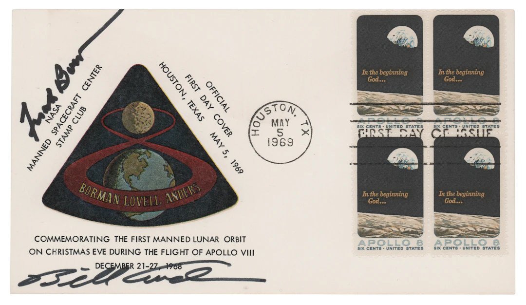 Bill Anders and Frank Borman Signed 'Apollo 8' First Day Cover