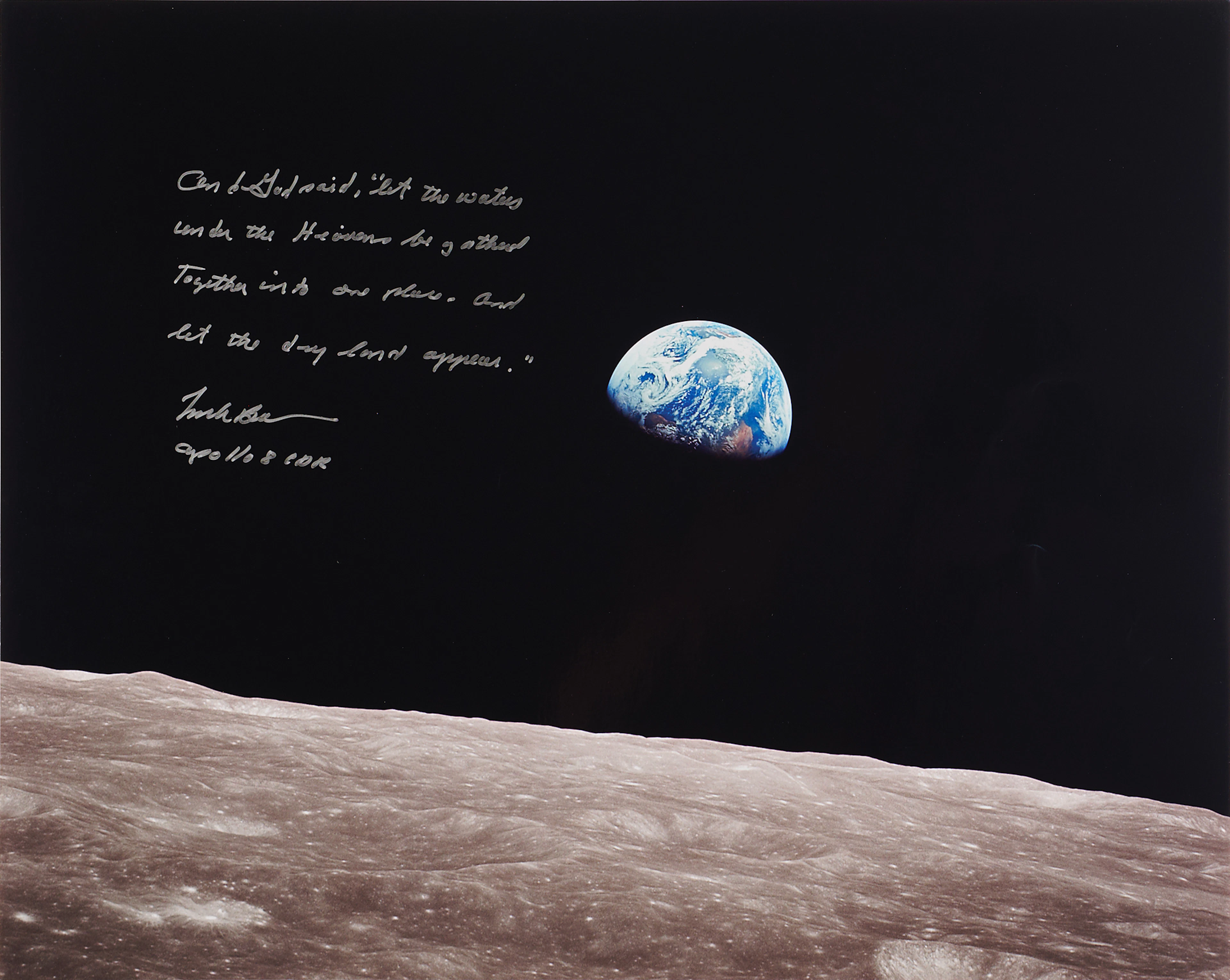 Frank Borman Signed Oversized 'Earthrise' Photograph