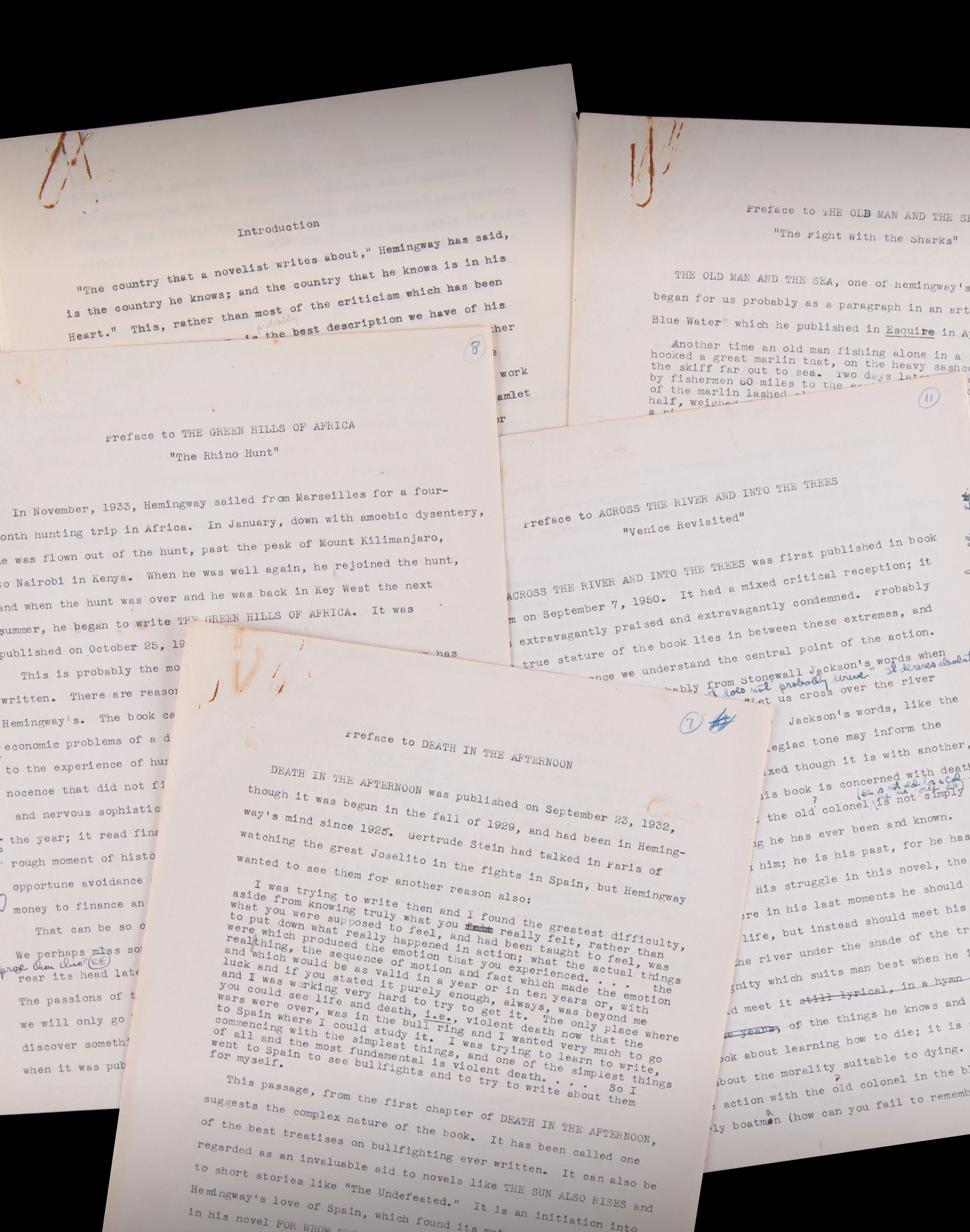 Ernest Hemingway Hand-Annotated Anthology Manuscript (60+ Pages)