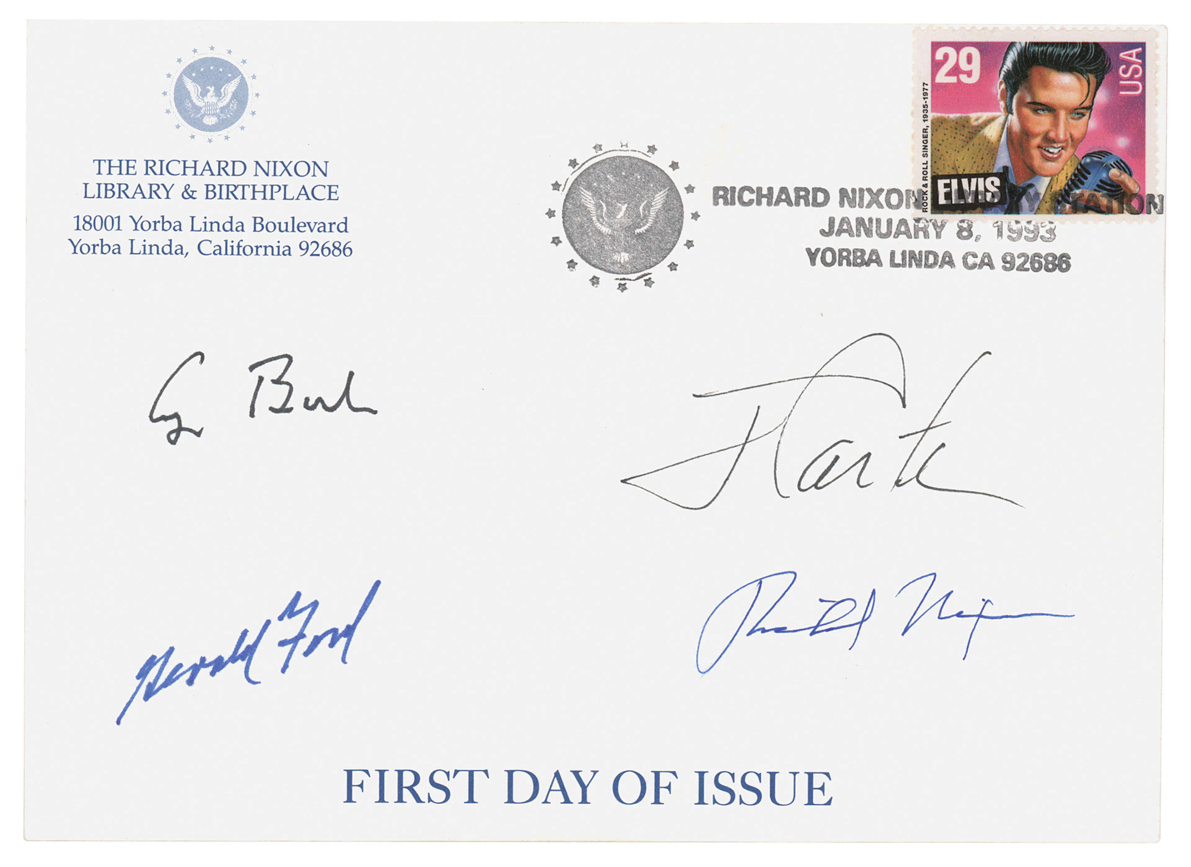 Four Presidents Signed First Day Cover - Nixon, Ford, Carter, and Bush