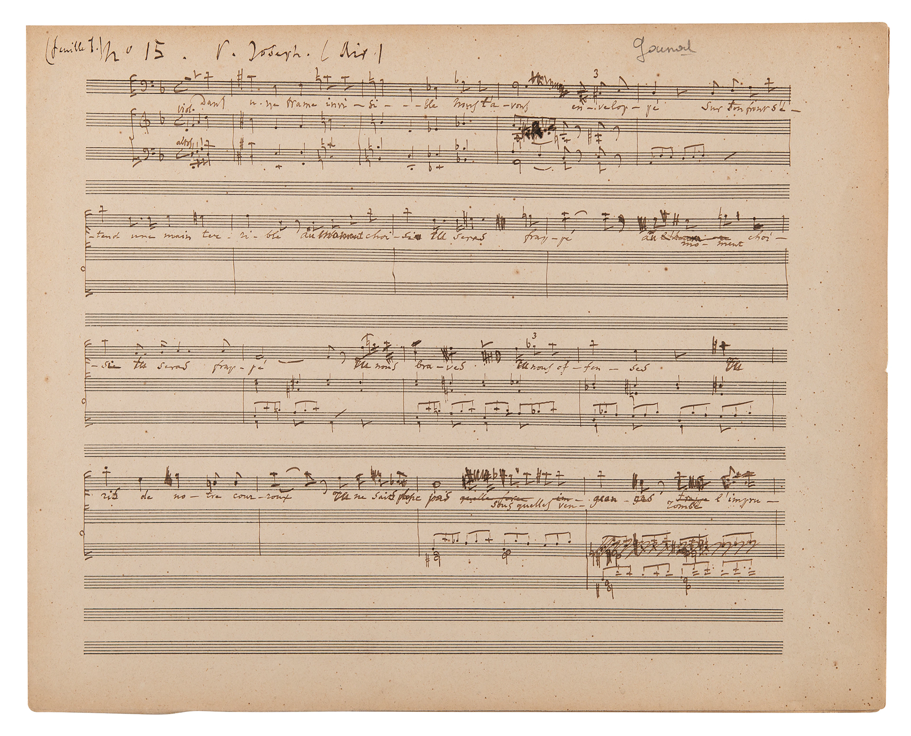 Charles Gounod Handwritten Musical Manuscript for Père Joseph's Aria