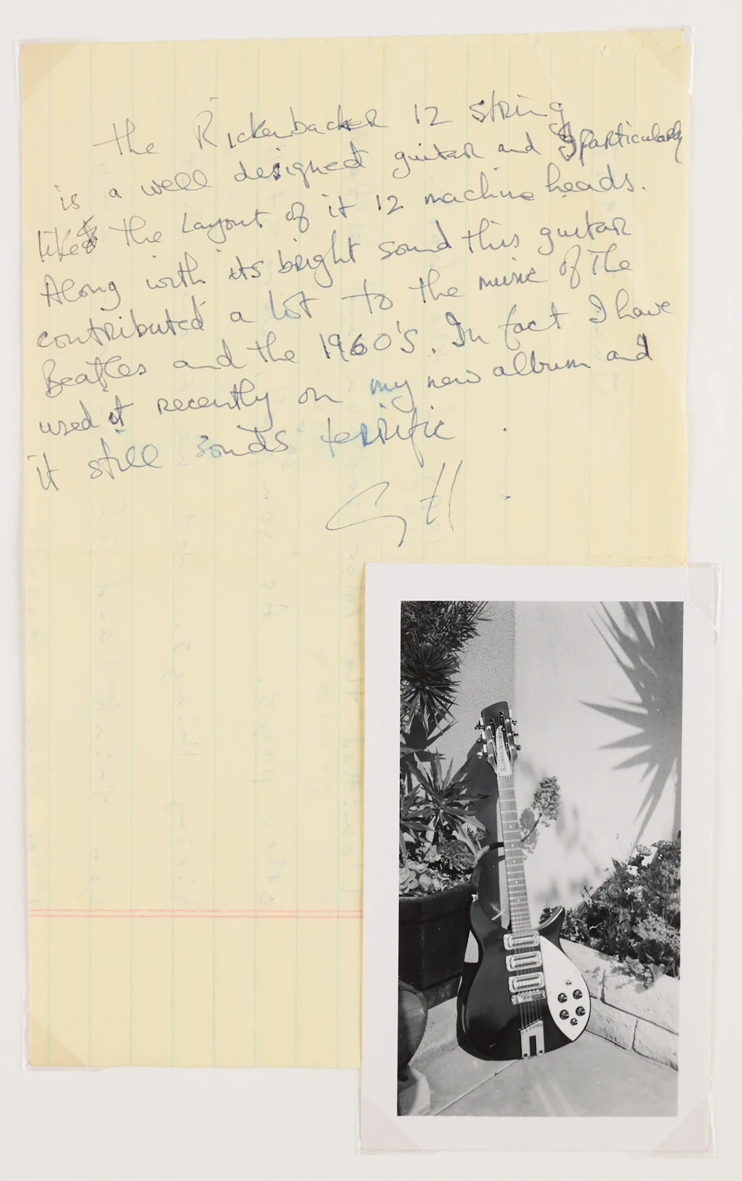 Beatles: George Harrison Autograph Note Signed on His Rickenbacker