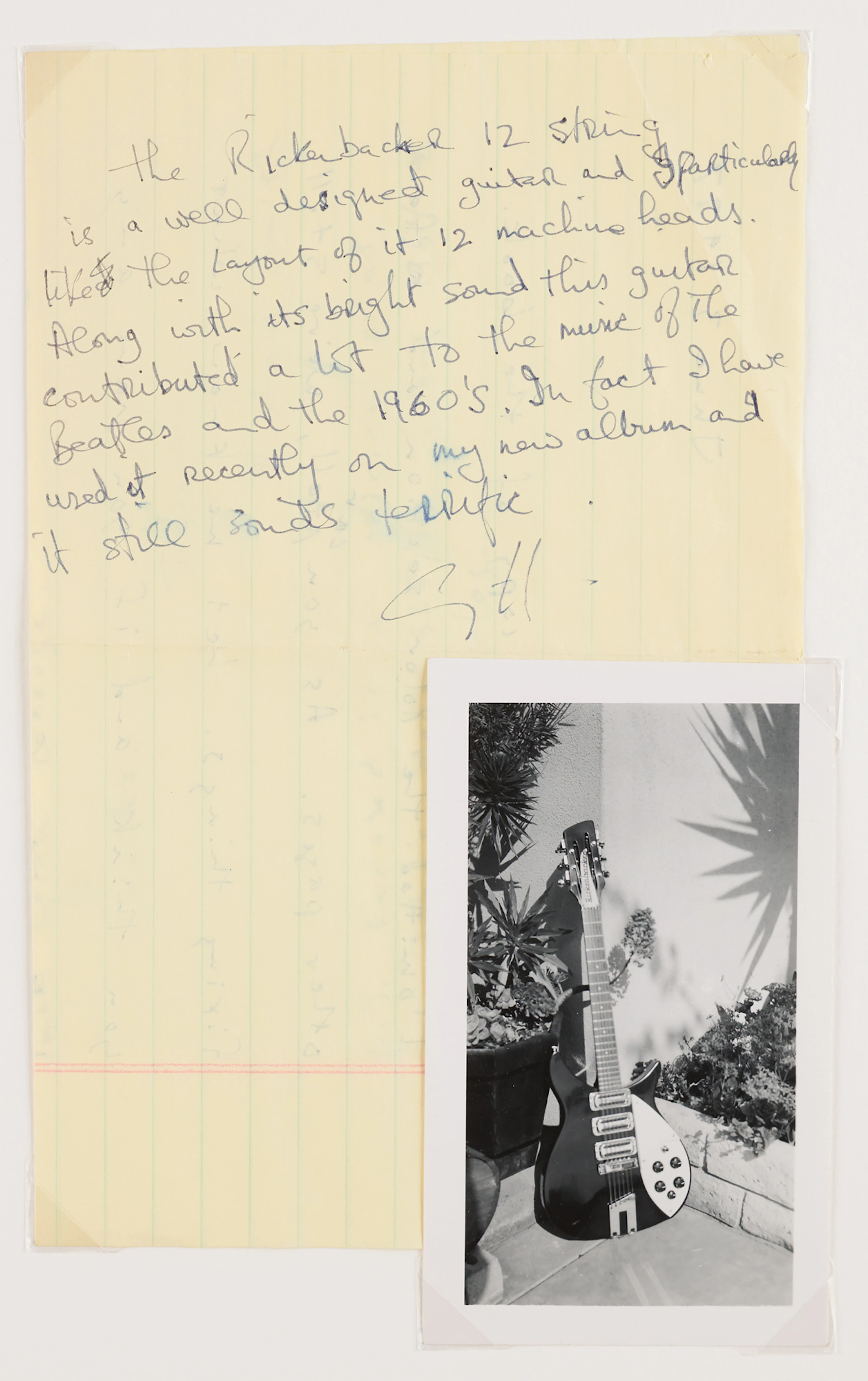 Beatles: George Harrison Autograph Note Signed on His Rickenbacker