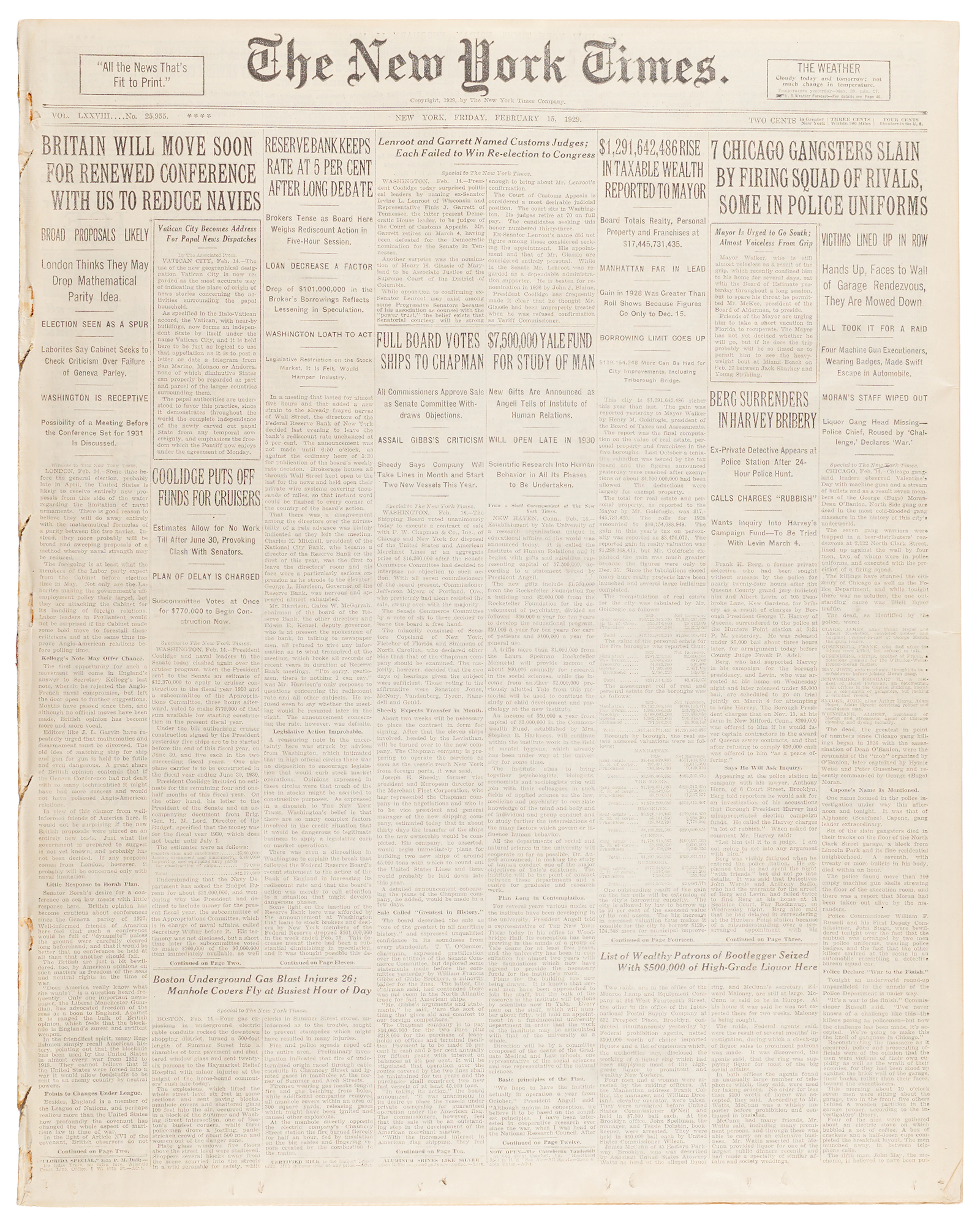 Saint Valentine's Day Massacre: The New York Times Newspaper (February