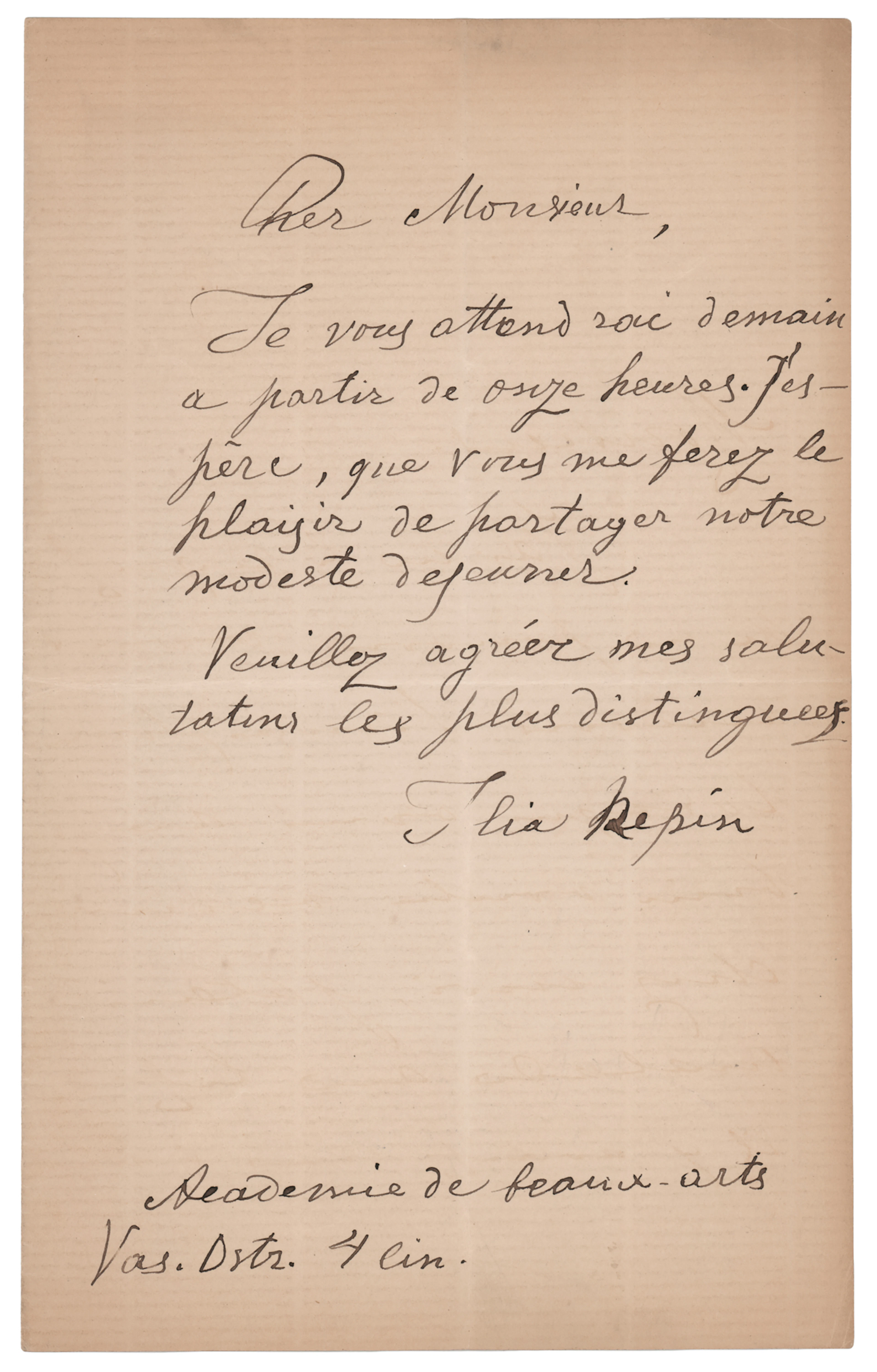 Ilya Repin Autograph Letter Signed