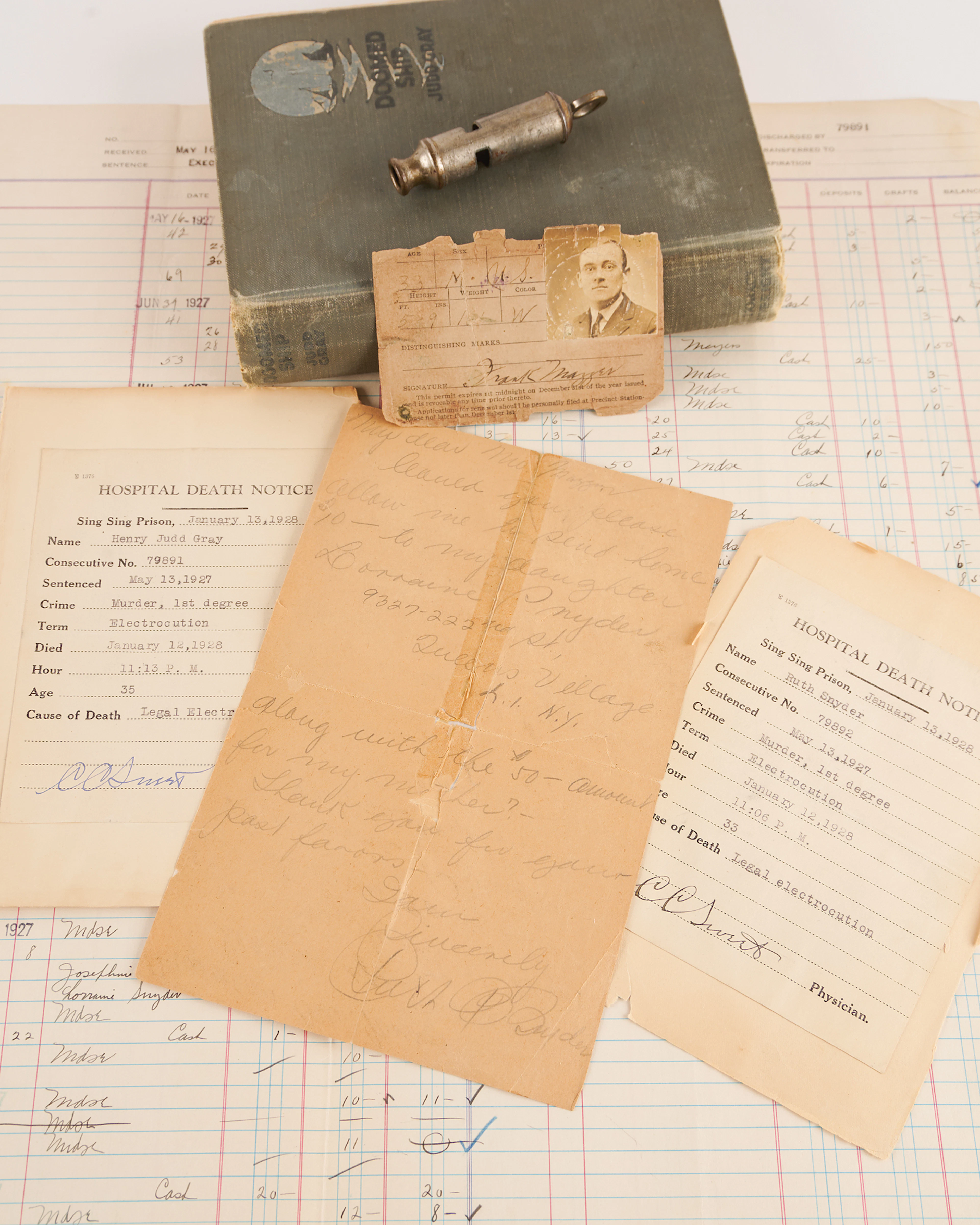 Ruth Snyder Archive: Autograph Letter Signed, Sing Sing Prison Account