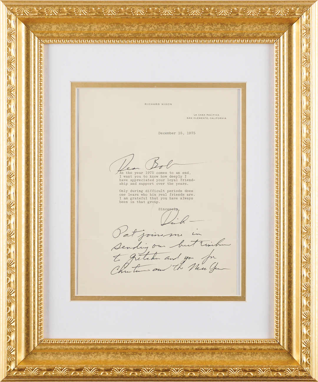 Richard Nixon Typed Letter Signed with Autograph Postscript