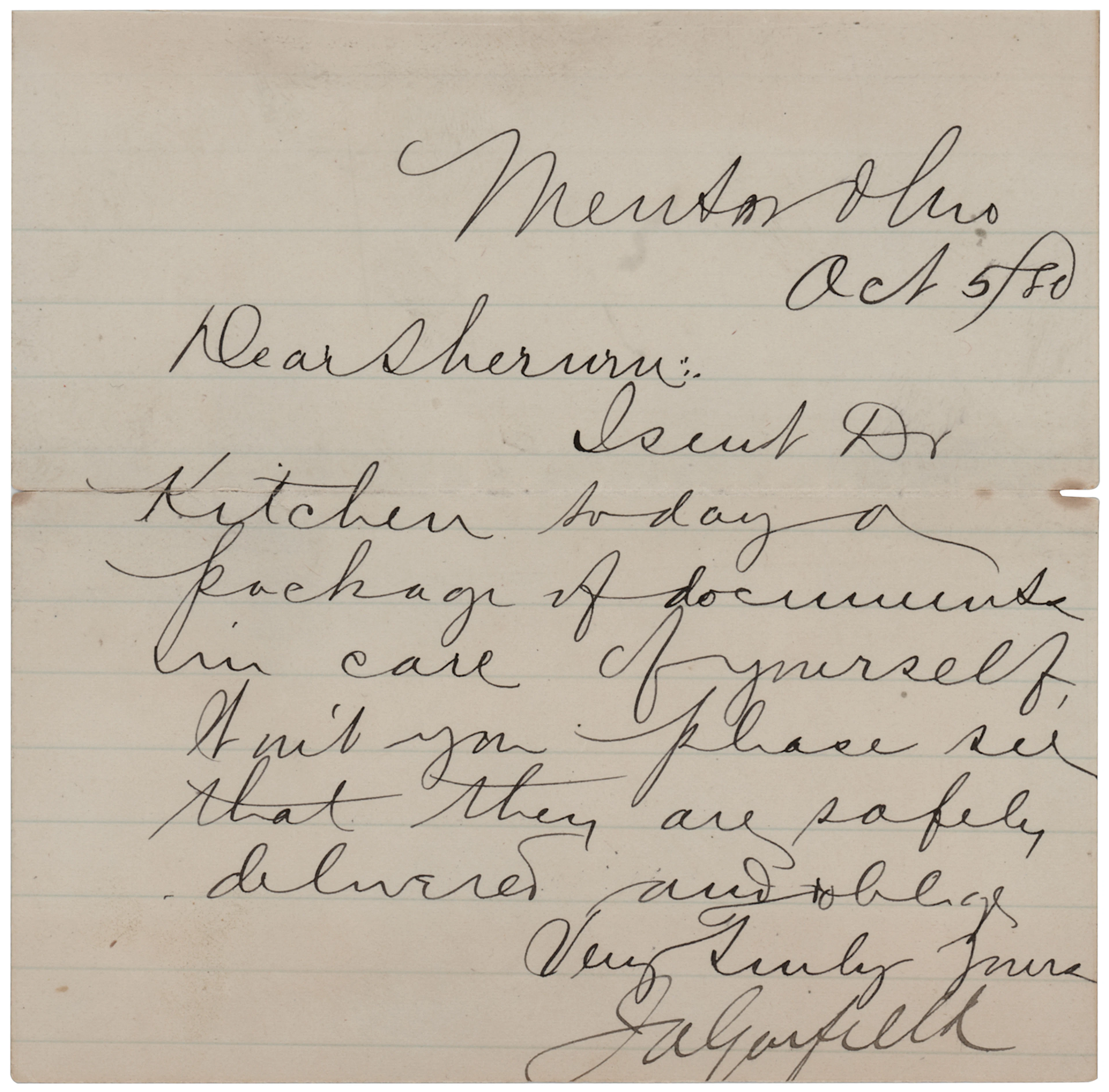 James A. Garfield Letter Signed - One Month Before His Presidential Election