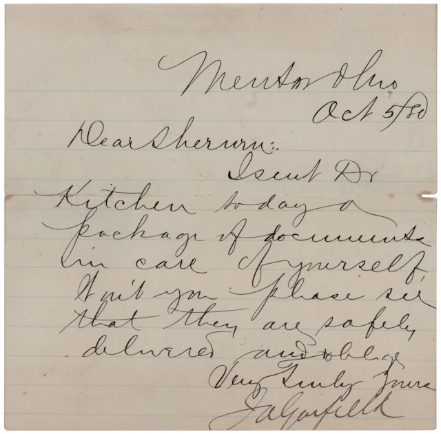 James A. Garfield Letter Signed - One Month Before His Presidential Election