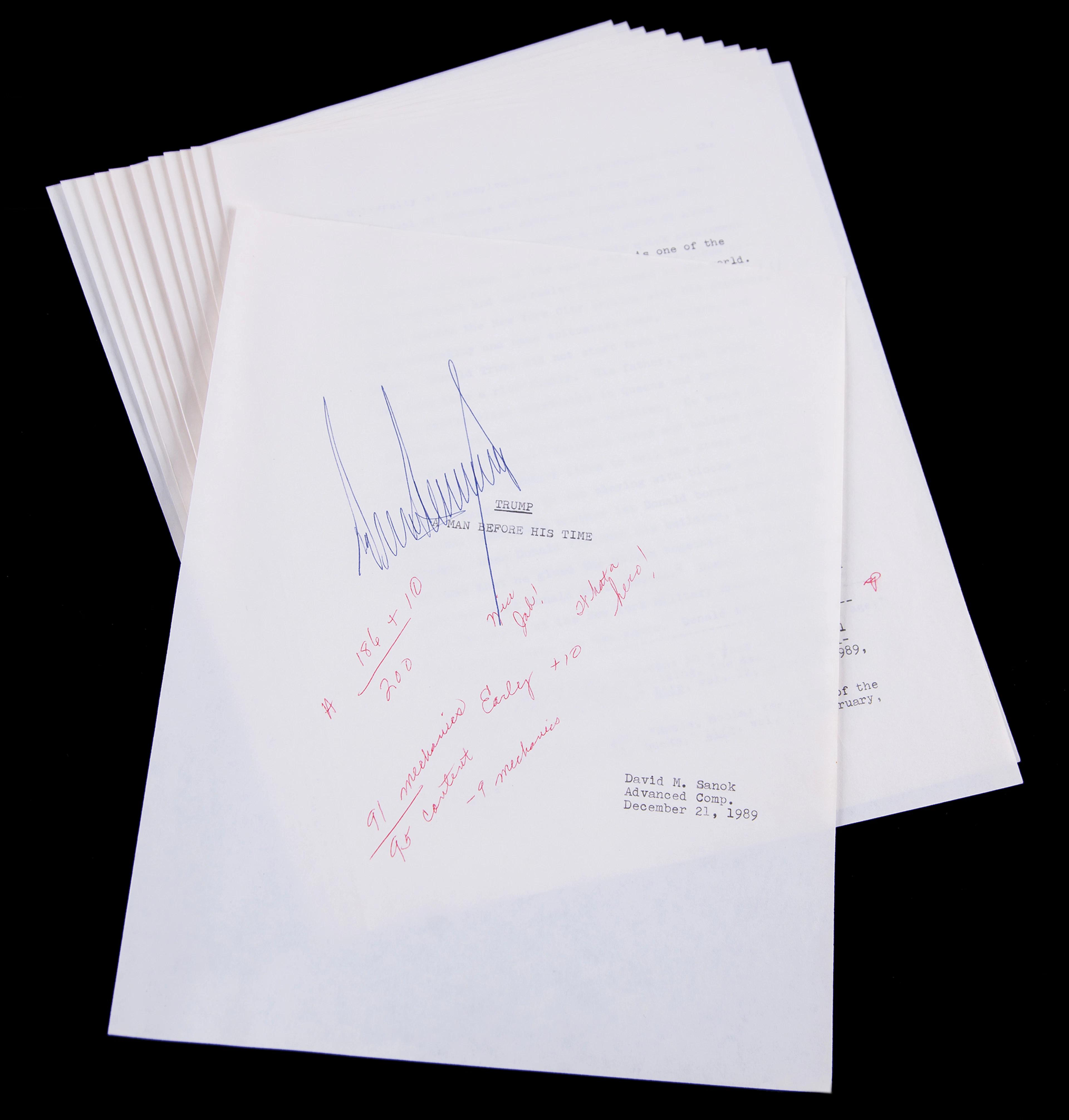 Donald Trump Signed High School Term Paper, "Trump: A Man Before His