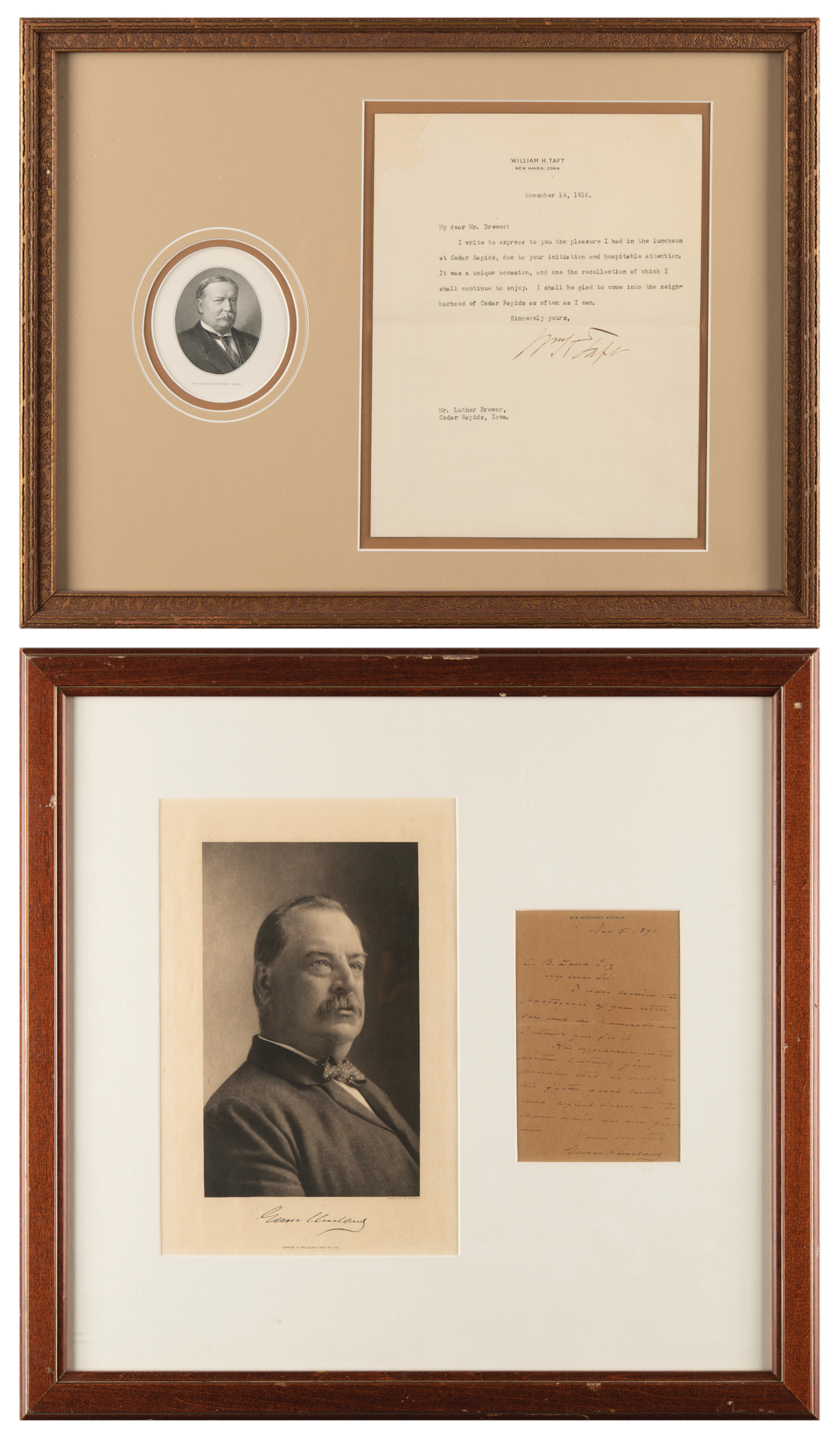 Grover Cleveland and William H. Taft (2) Signed Letters