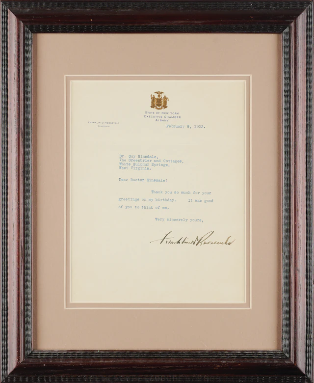 Franklin D. Roosevelt Typed Letter Signed
