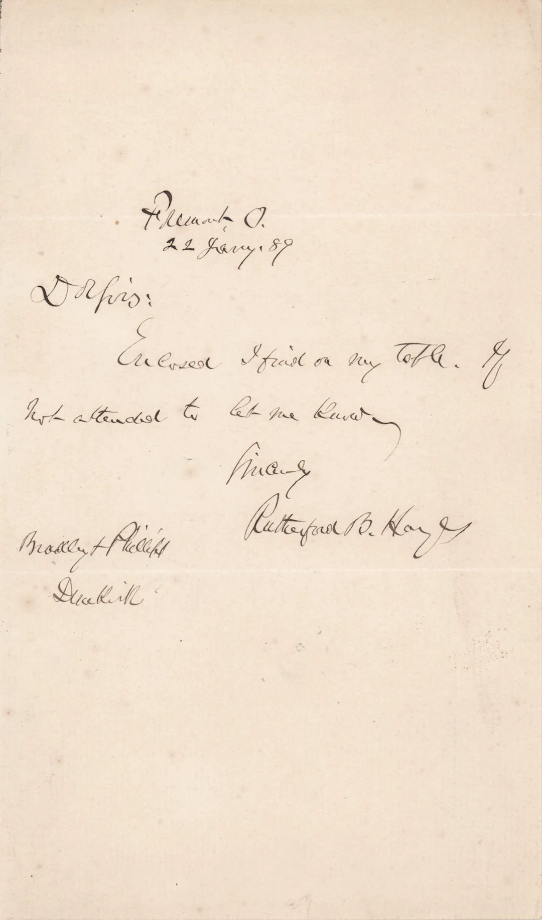 Rutherford B. Hayes Autograph Letter Signed