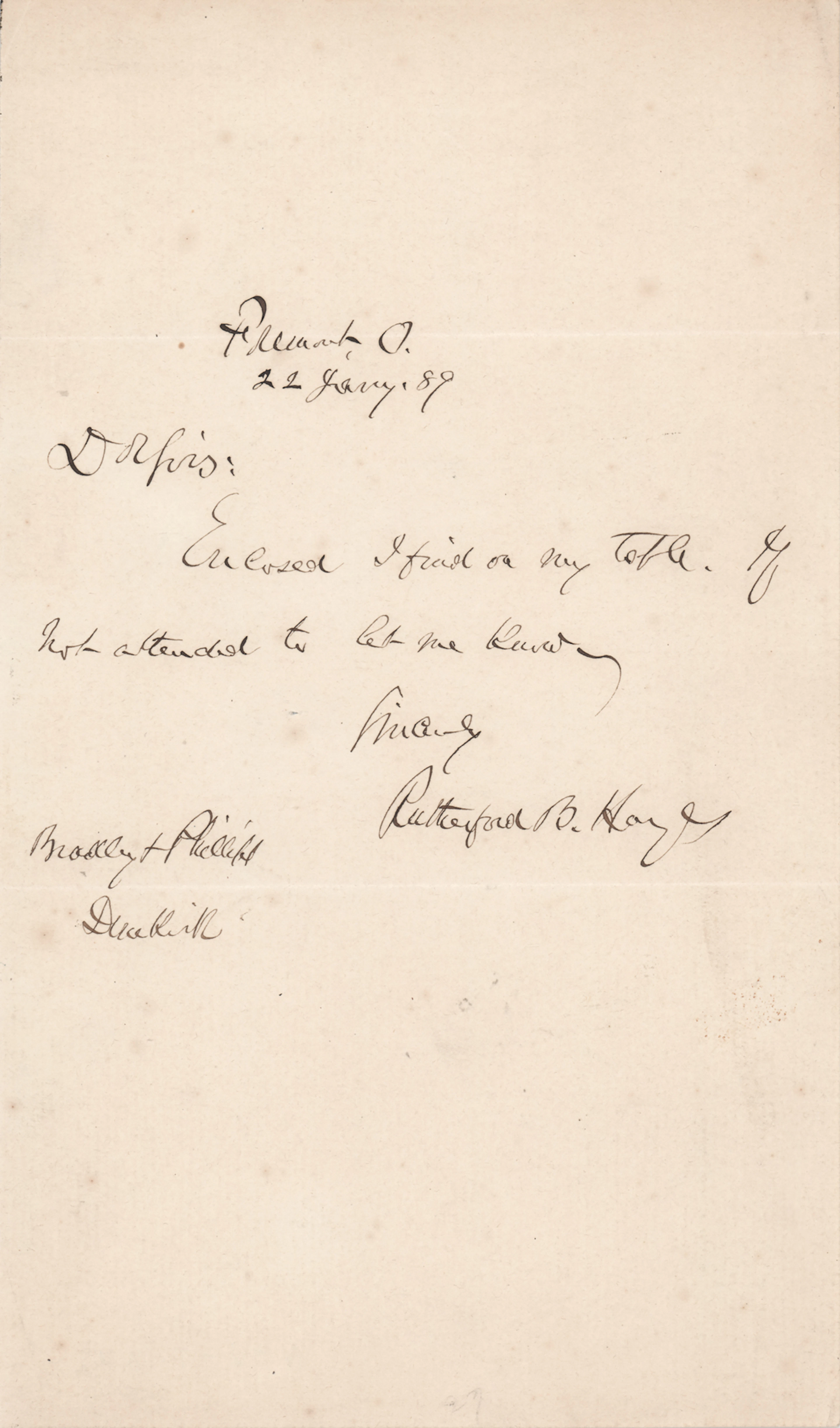 Rutherford B. Hayes Autograph Letter Signed