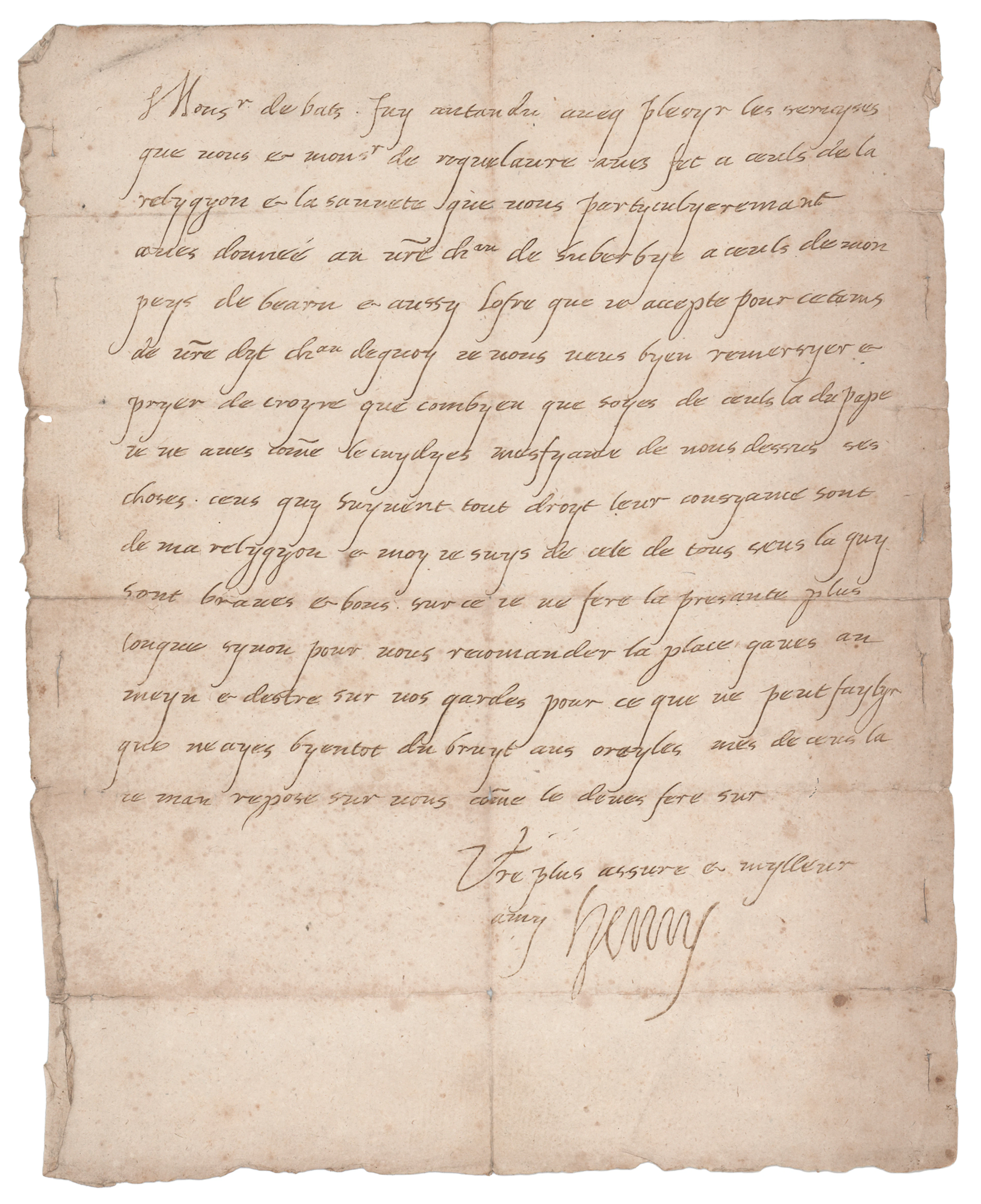 King Henry IV Letter Signed: "Those who follow their conscience rightly
