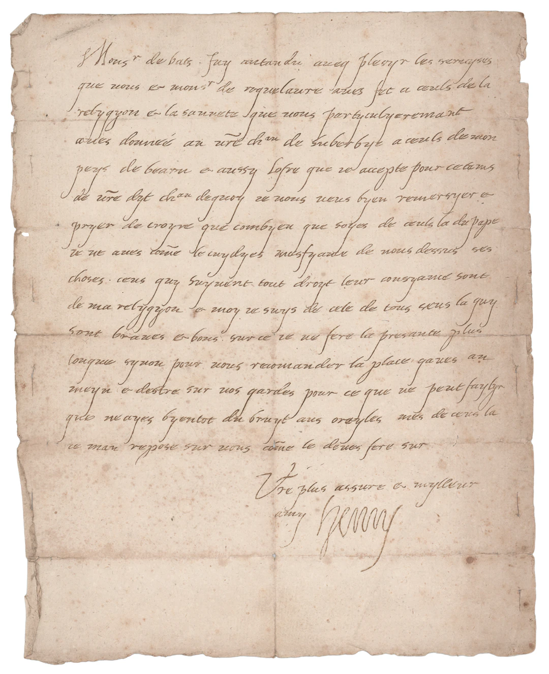 King Henry IV Letter Signed: "Those who follow their conscience rightly