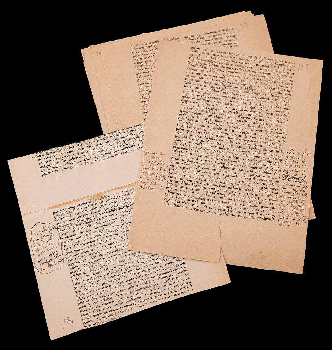 Marcel Proust Hand-Corrected Galley Proof Pages from In Search of