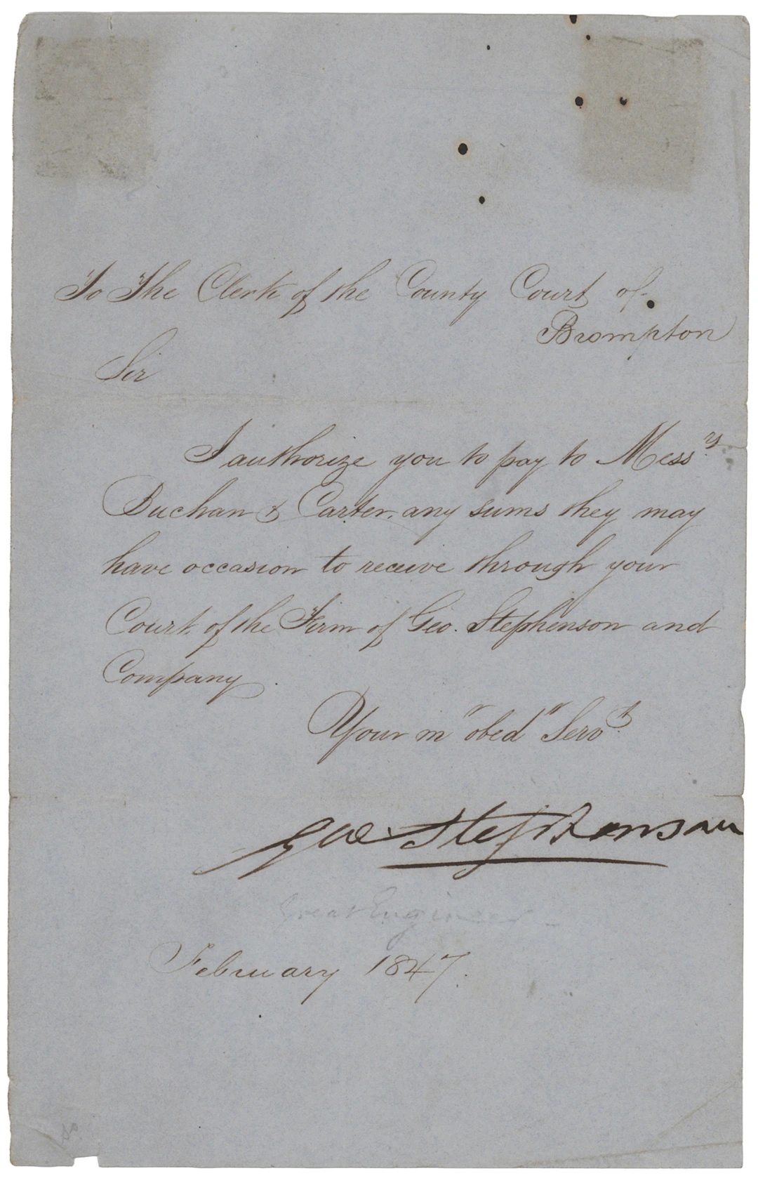 George Stephenson Letter Signed