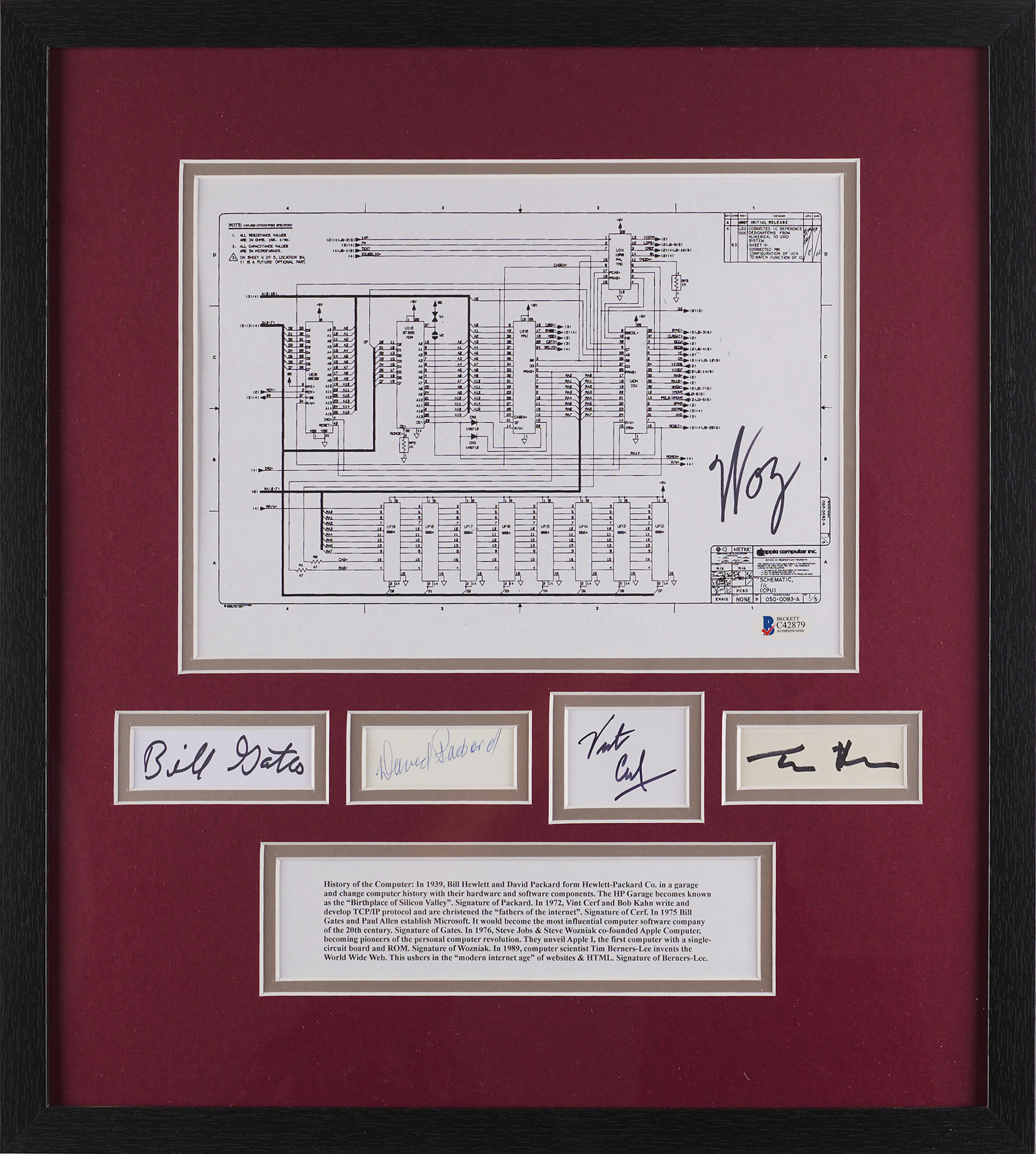 Computer Pioneers (5) Signature Display - Steve Wozniak, David Packard