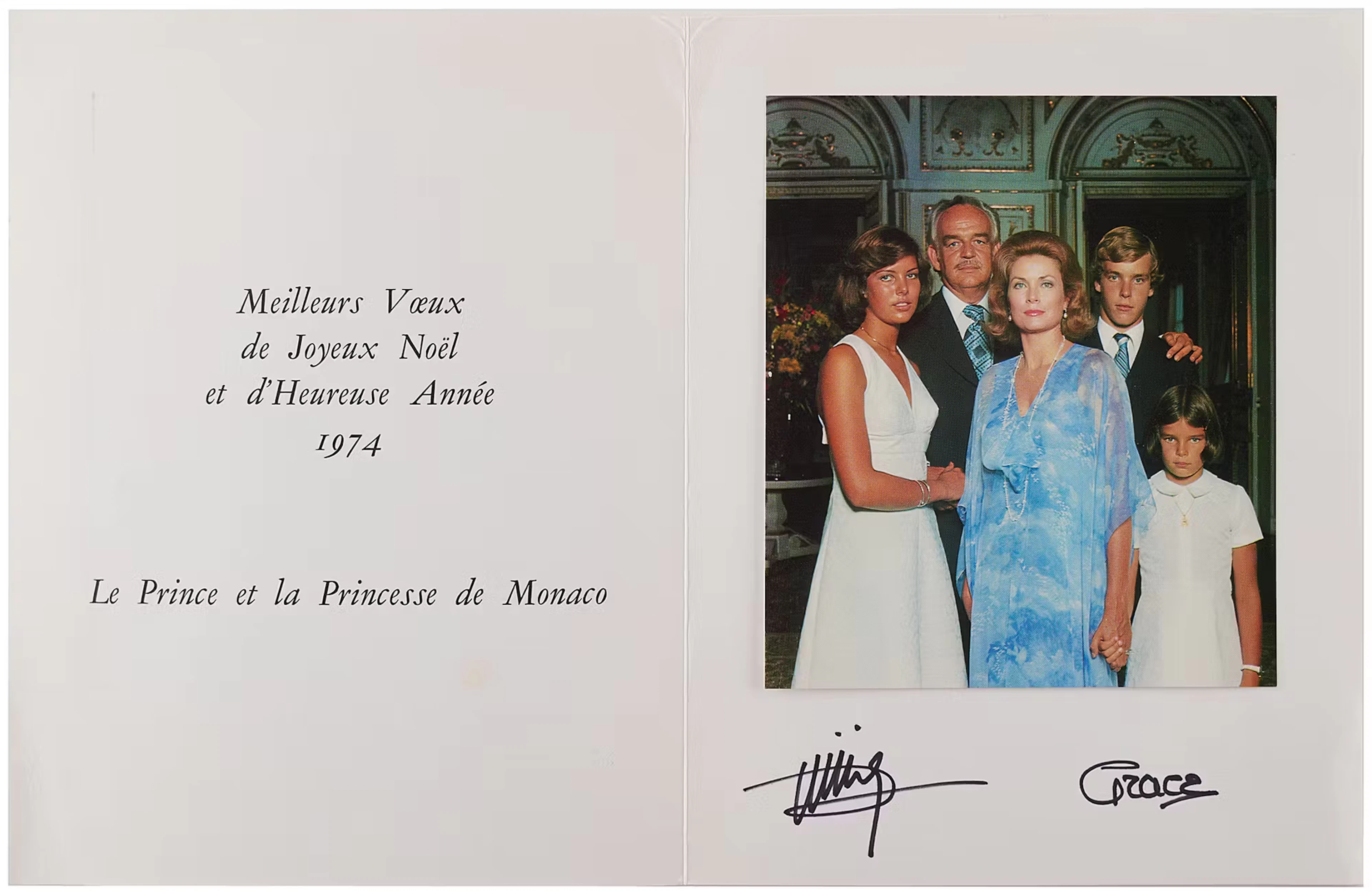 Princess Grace and Prince Rainier Signed Christmas Card (1974)
