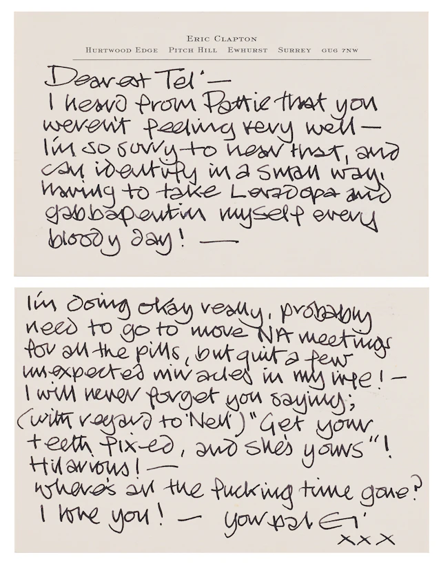 Eric Clapton Autograph Letter Signed to Beatles Insider Terry Doran