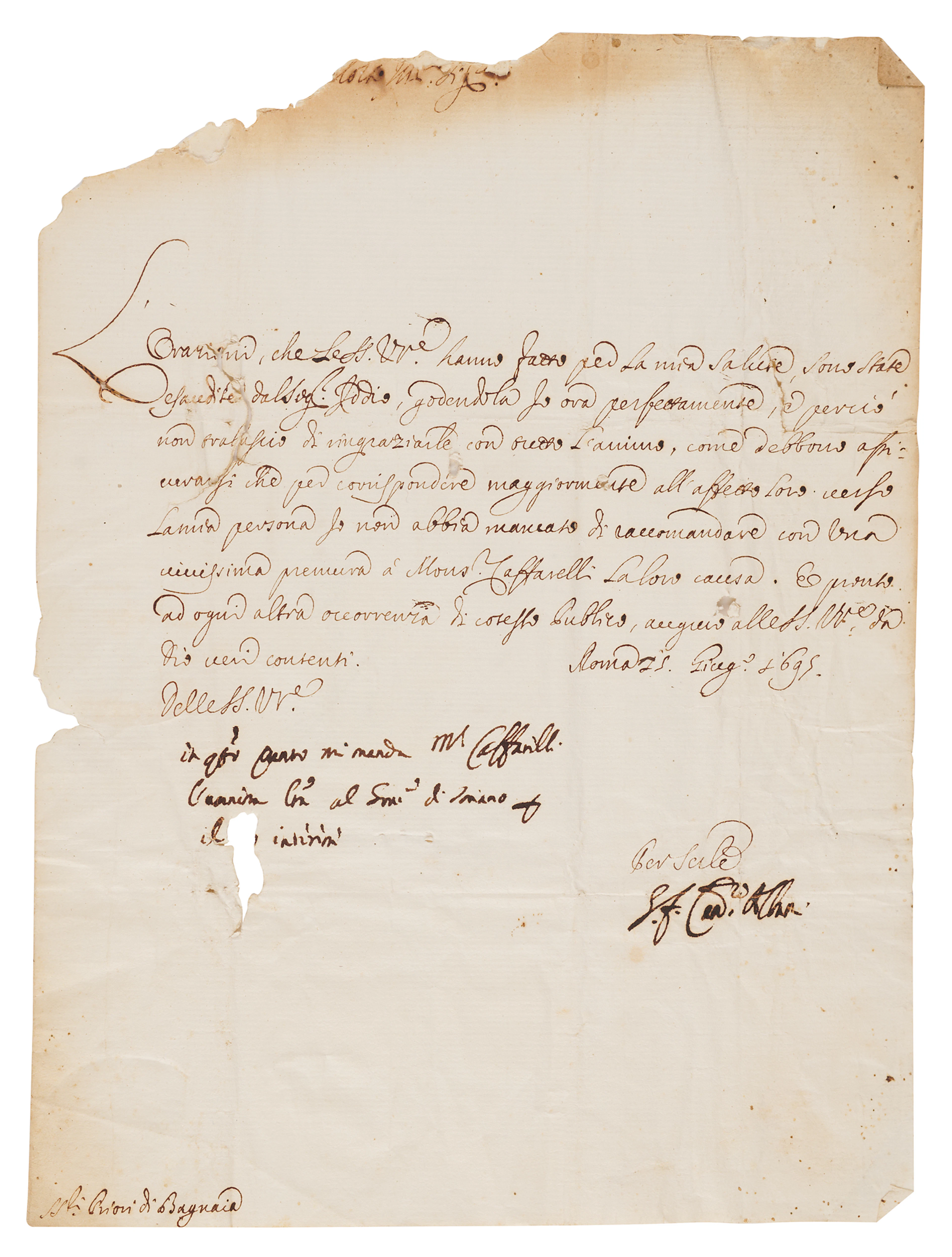 Pope Clement XI Letter Signed