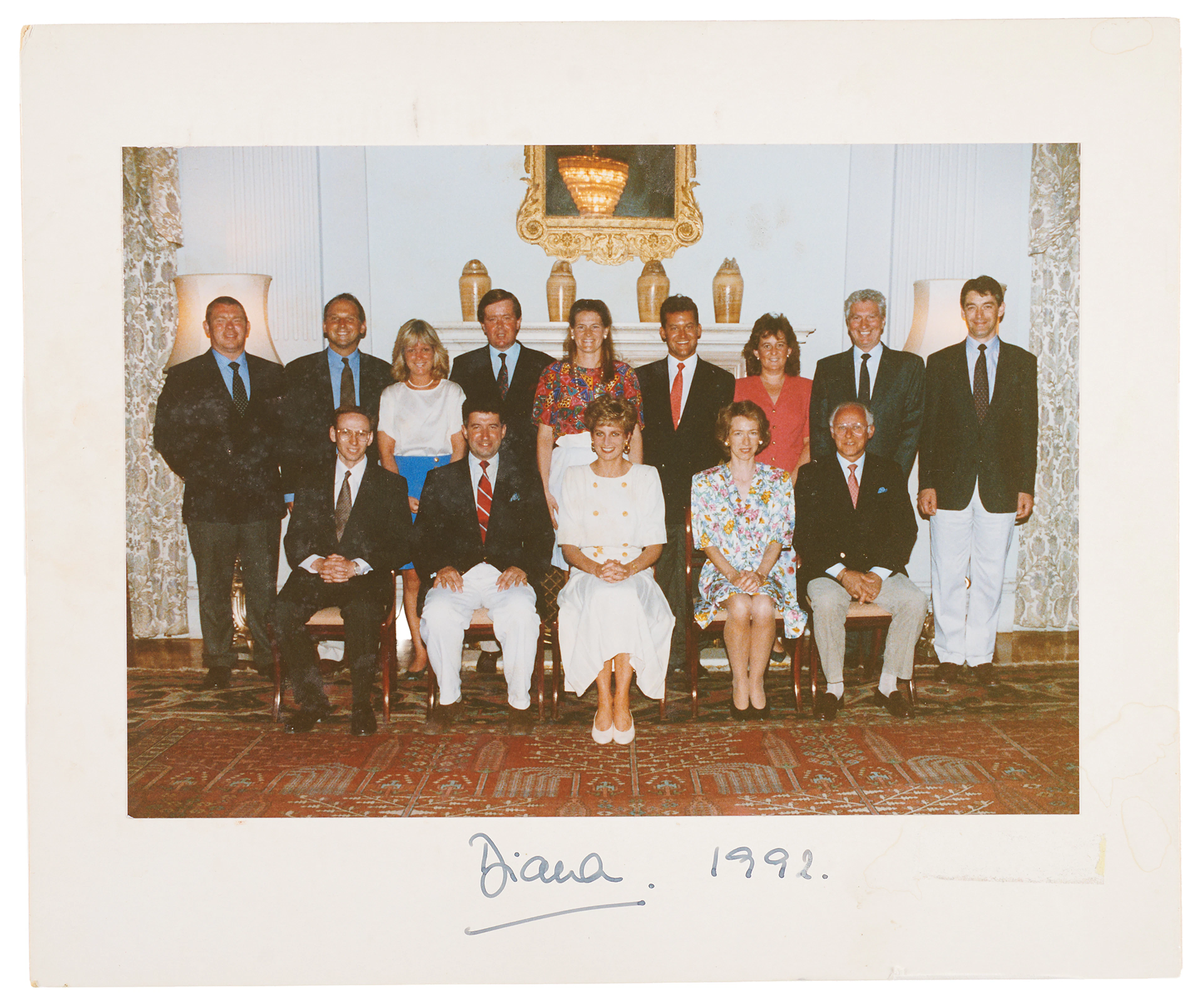 Princess Diana Signed 1992 Egypt Royal Tour Group Photograph