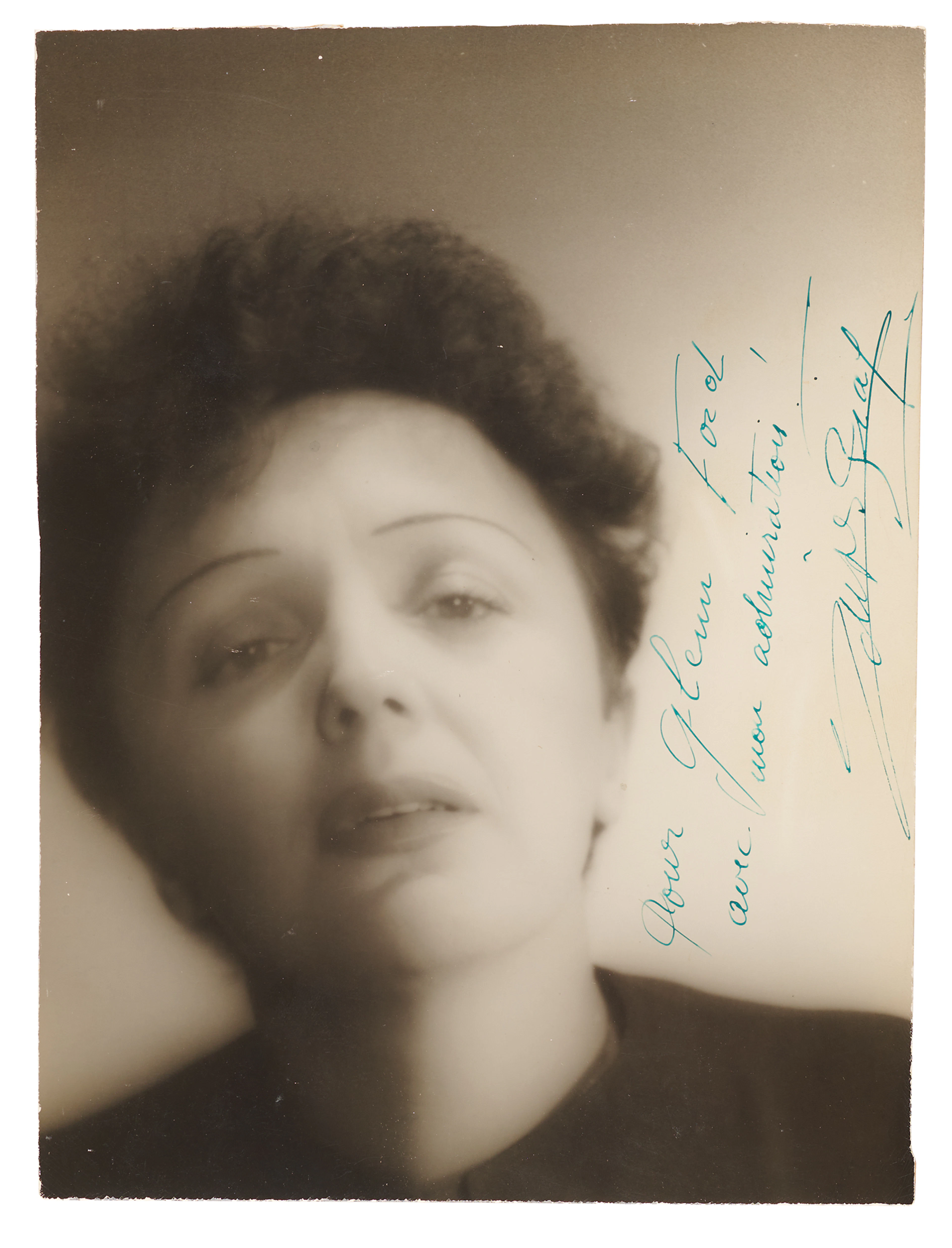 Edith Piaf Oversized Signed Photograph to Glenn Ford