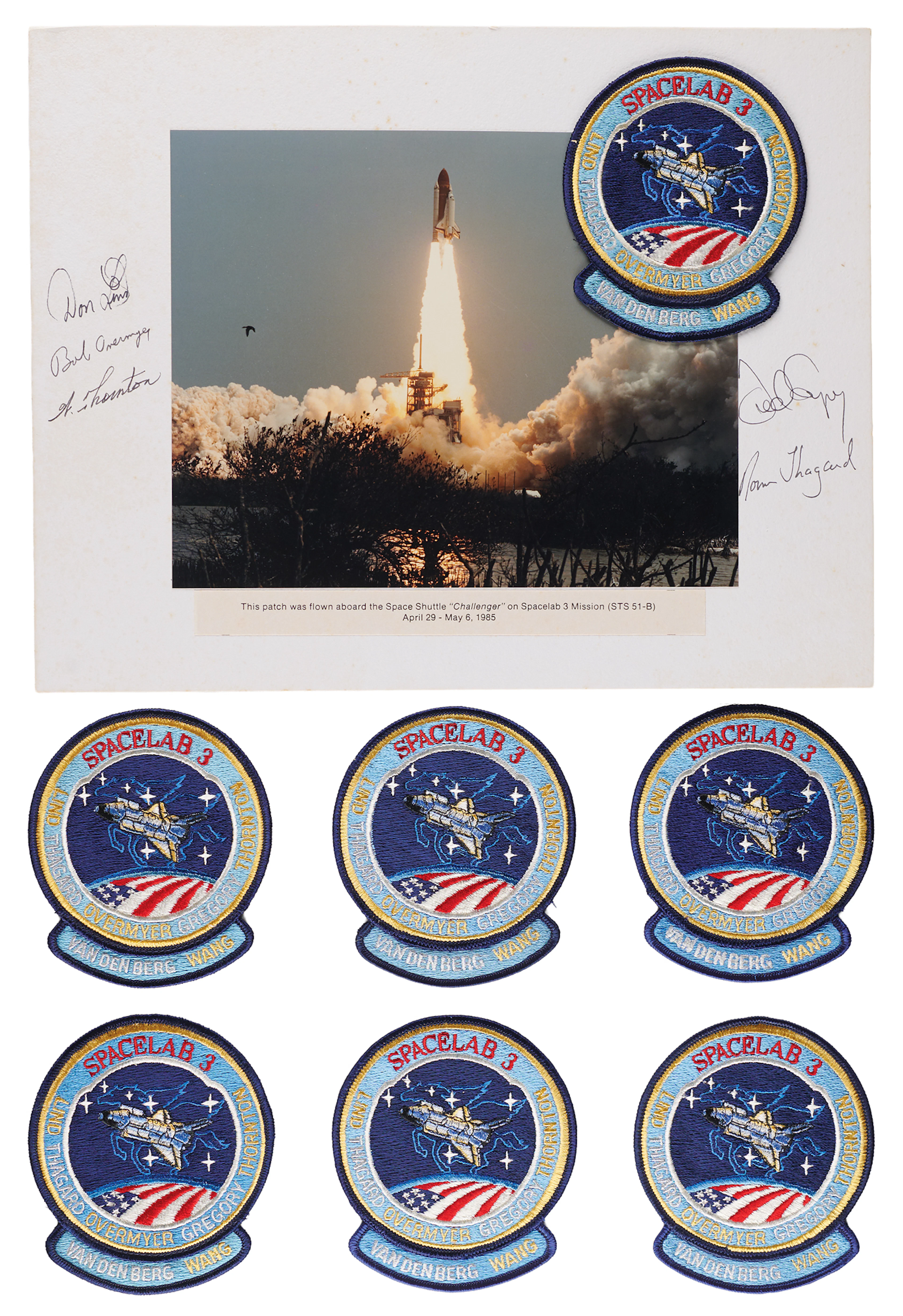 STS-51-B (7) Mission Patches [Attested Flown] with Crew-Signed Presentation