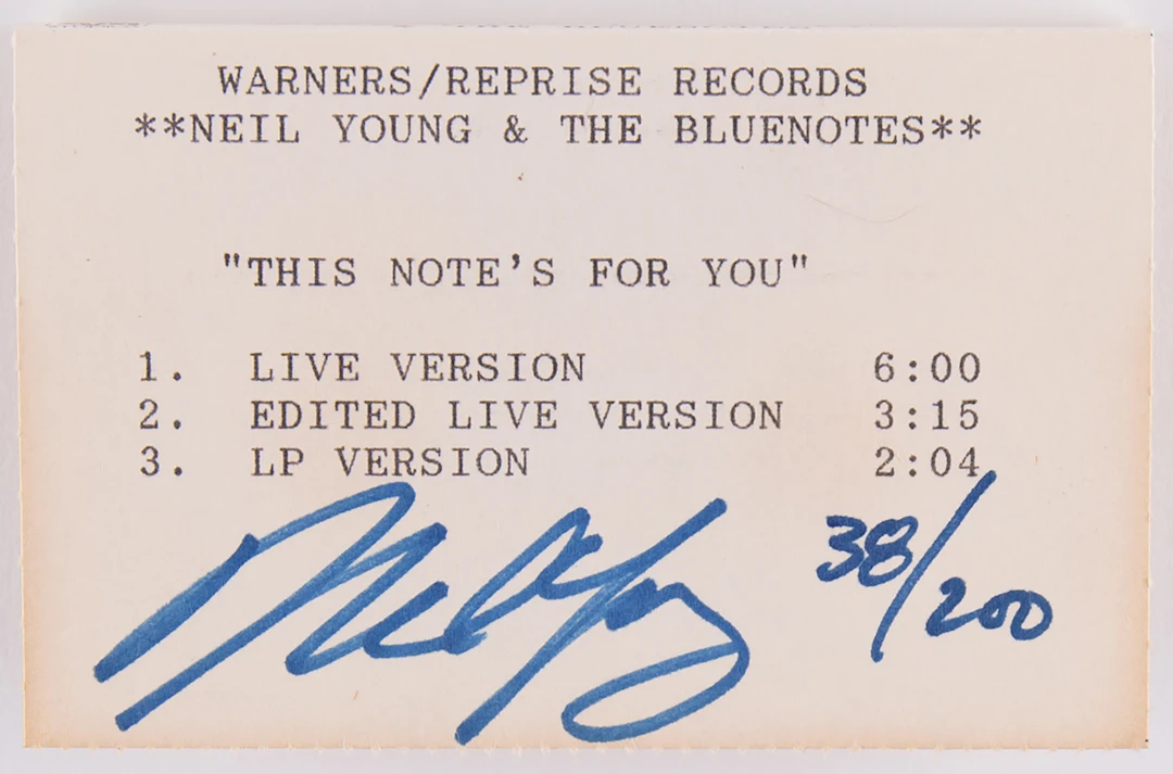 Neil Young Signed A&M Records Promo Cassette Tape - This Note's For