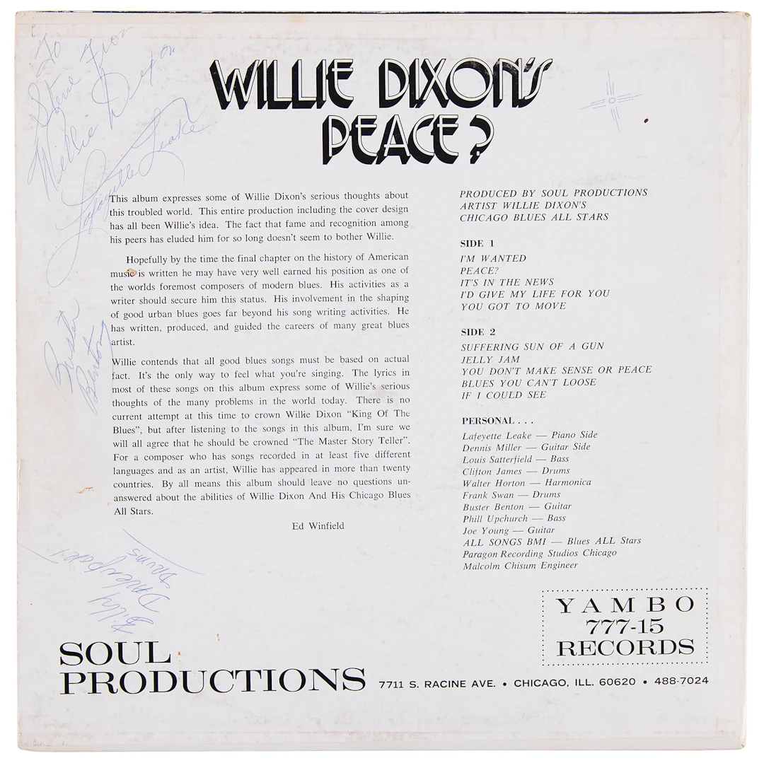 Willie Dixon Signed Album - Willie Dixon's Peace?