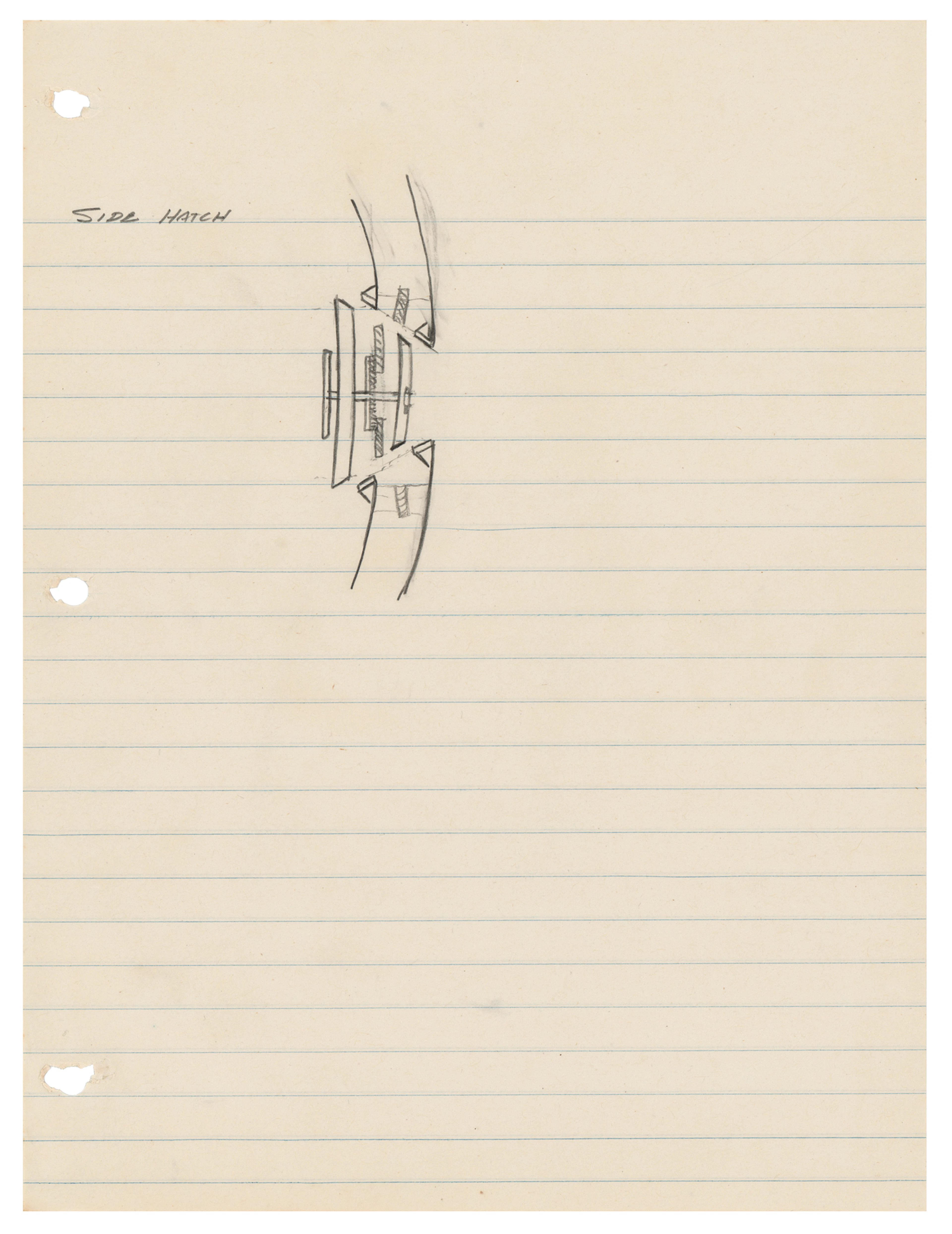 Gordon Cooper Original Sketch of the Mercury Capsule 'Side Hatch'
