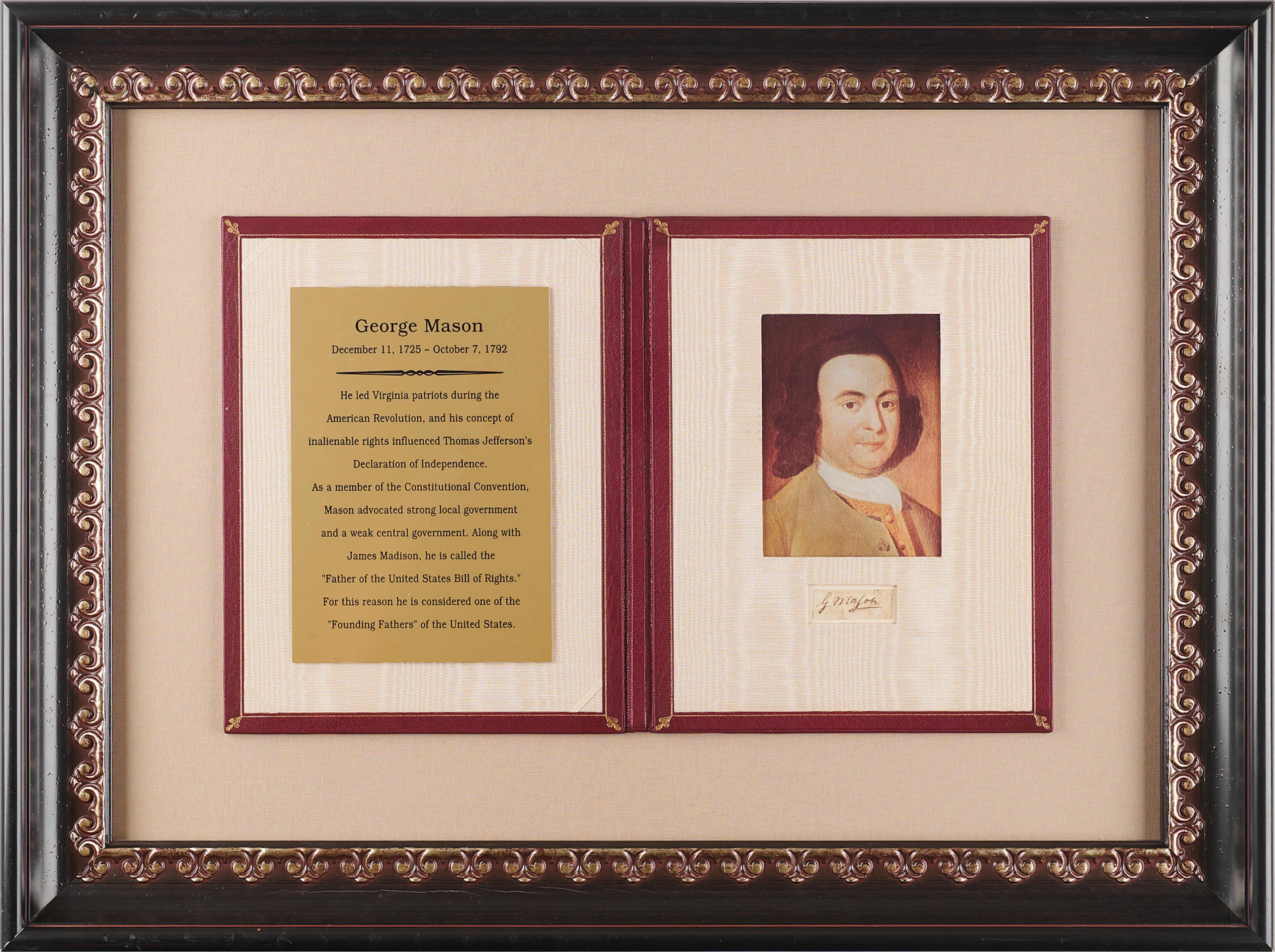 George Mason Signature - The Father of the Bill of Rights
