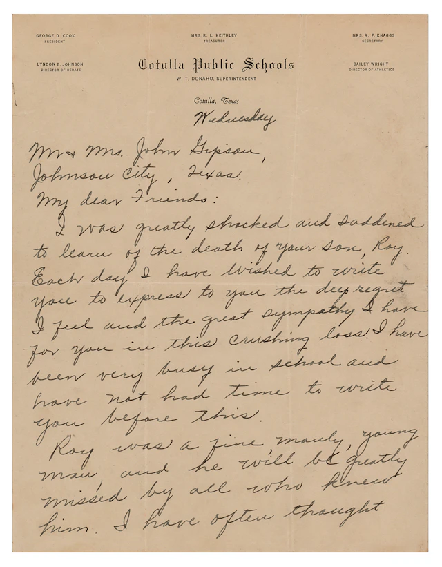 Lyndon B. Johnson Rare Early Autograph Letter Signed as a 20-year-old